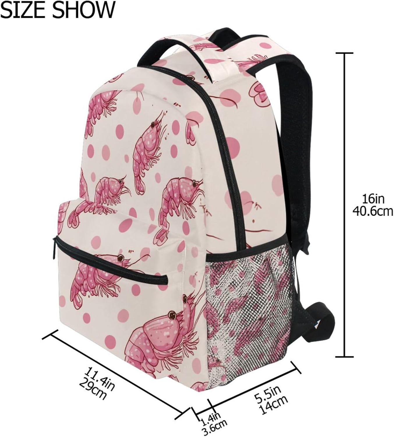 Krafig Backpacks Backpack Daypack Cartoon Retro Shrimps Dots Boys Girls Kids School Bookbag, School Bag Travel