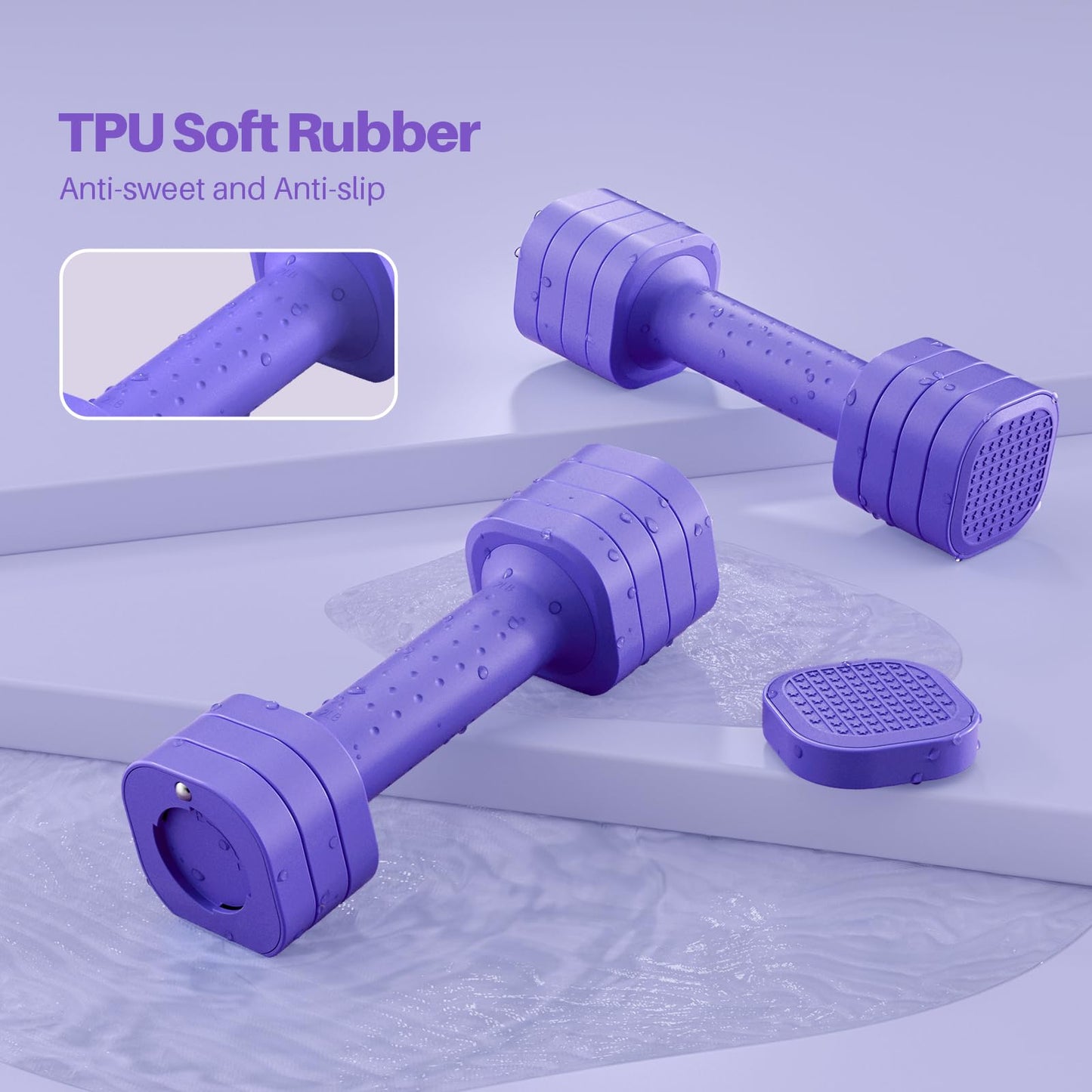 Zempox Adjustable Dumbbell Set, 4 in 1 Free Weight Dumbbell Set for Women, Hand Weight for Women at Home, Each 2lb 3lb 4lb 5lb with TPU Soft Rubber Handle for Home Gym Aquatic Fitness Equipment,Purple