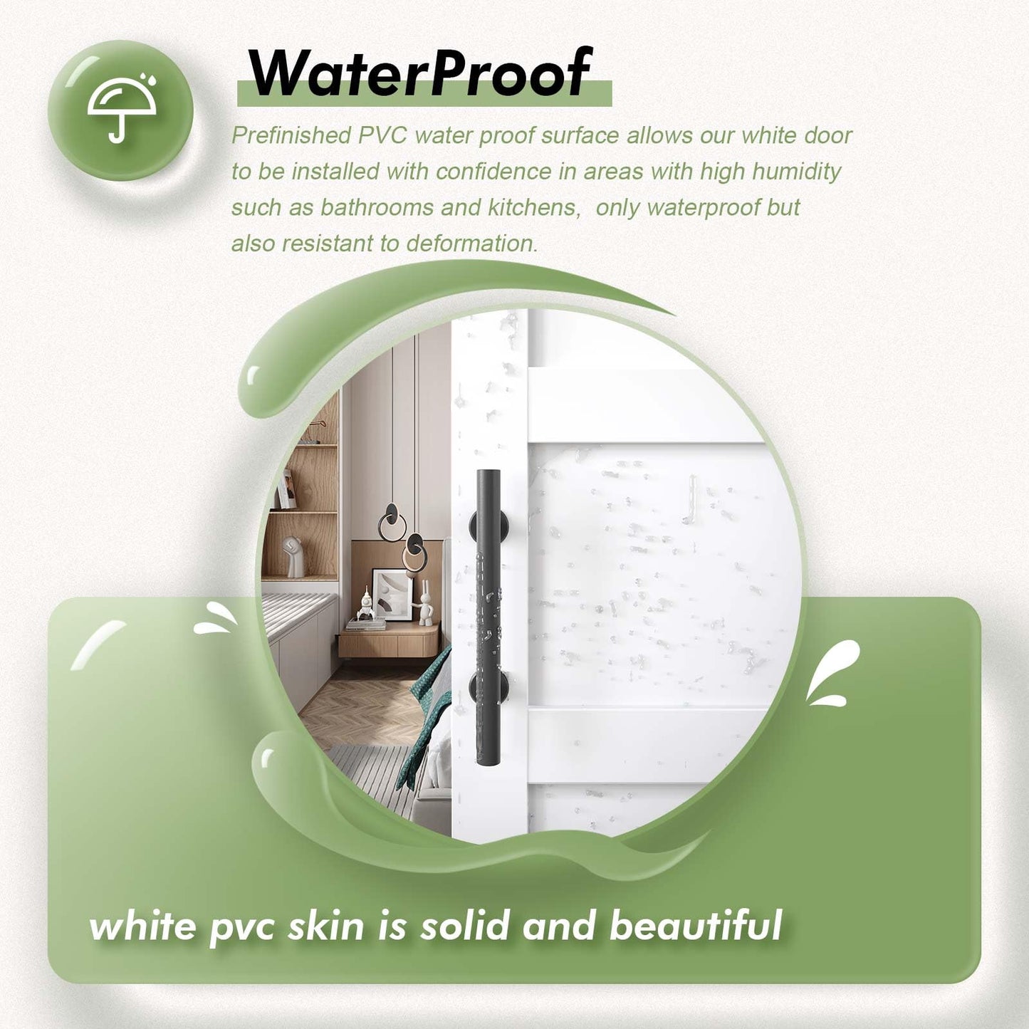 Fredbeck 48x80 inch White Barn Door with 8FT Sliding Barn Door Hardware Kit Included,DIY Assembly,Water-Proof,5-Panel，Fit 45in-47in Opening