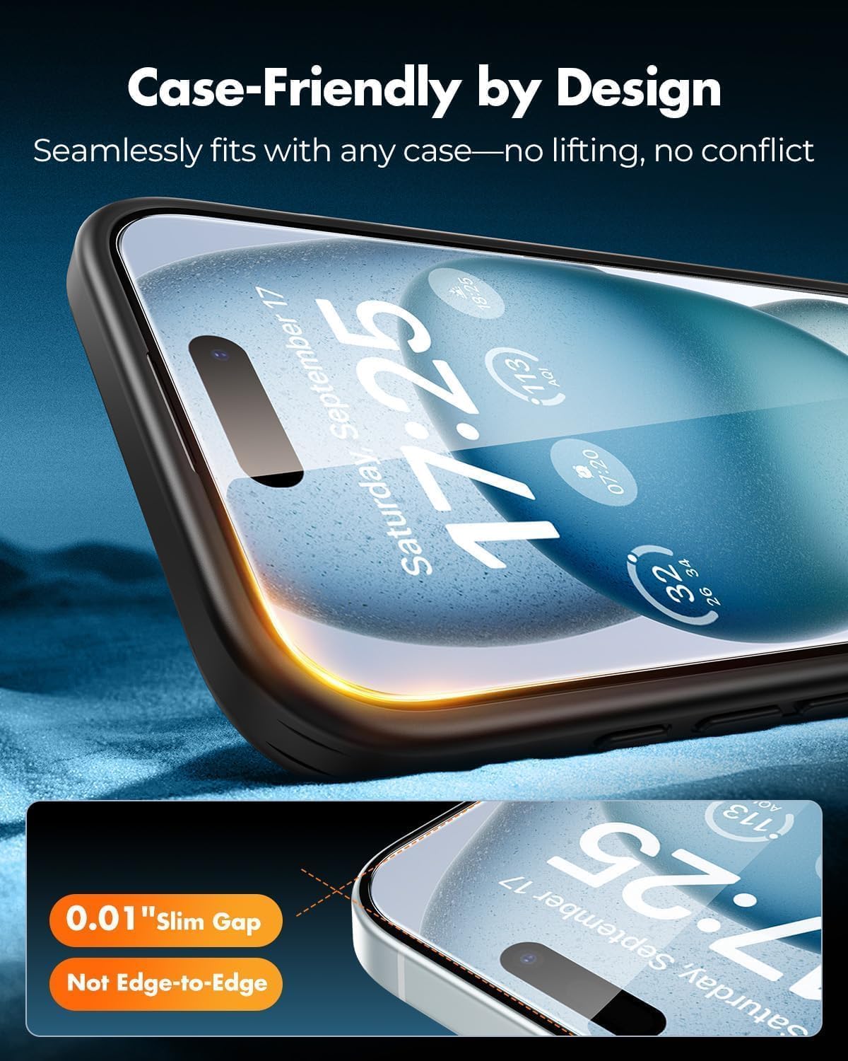 15 4+2 Pack [9H+ UNBREAKcable for iPhone Screen Protector Military-Grade Shatterproof] [Effortless Bubble-Free