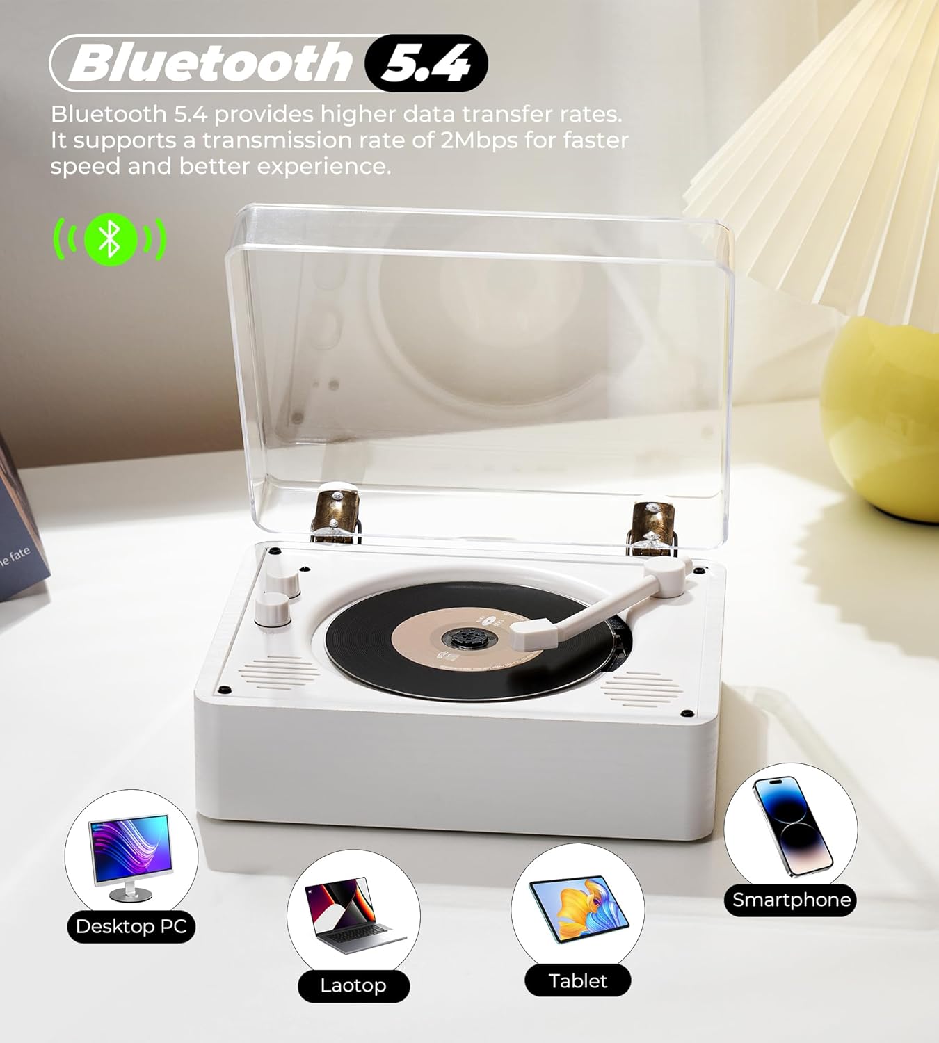 Vangoa 3.5mm CD Player for Home Small with HiFi Speakers, Portable Rechargeable CD Player Double Headphones Jack