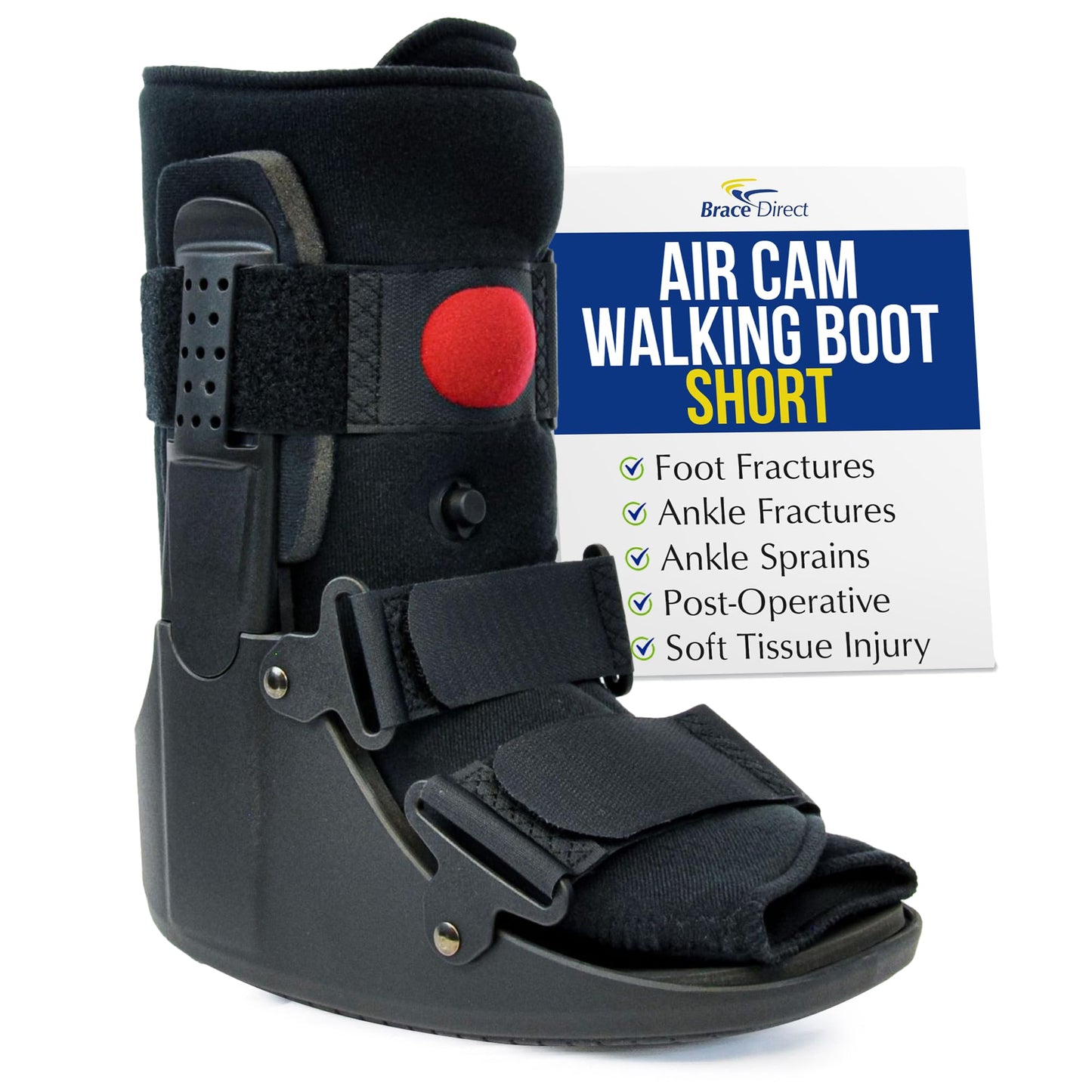 Brace Direct Air CAM Walker Boot for Foot and Ankle Fractures Sprains and Post Surgical Recovery - Lightweight Short Orthopedic Boot (US SHOE: Men 11-12.5 Women 12-13.5)