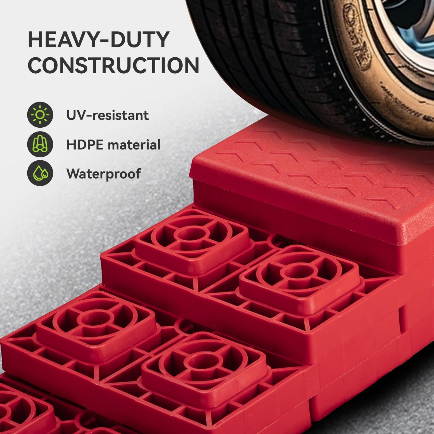 RVMATE RV Leveling Blocks 12 Pack, Heavy Duty Camper Leveling Blocks, Leveling Blocks for RVs, Reduce Trailer Movement, Trailer Leveling Blocks Great for Single and Dual Wheels, Red