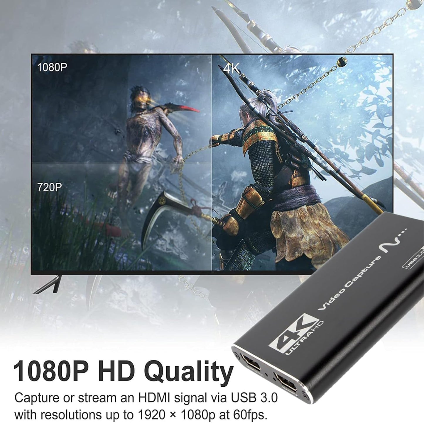 MOUDOAUER 3.0 4K 1080P 60HZ Capture and Stream Video Recorder Grabber, HDMI to USB Video Capturer for Game Recording