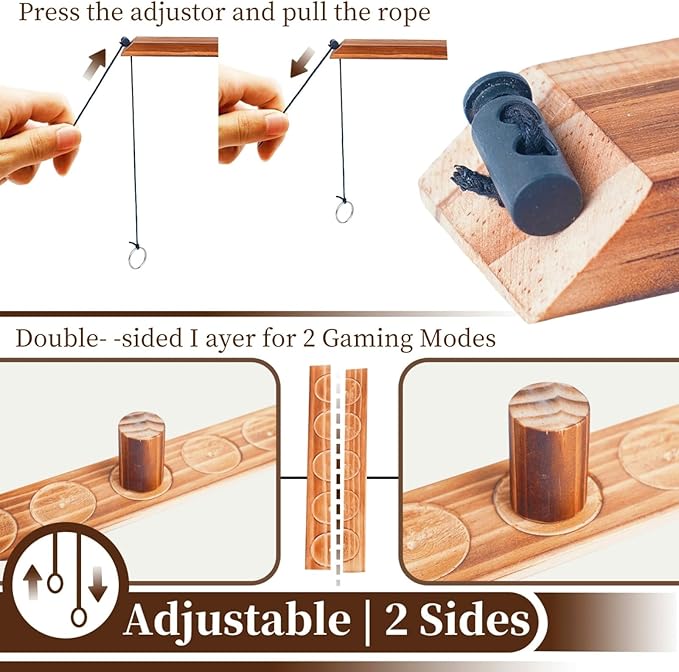 Ring Toss Games for Adults, Yard Games, Patio Decor, Outdoor Indoor Games, Wooden Hook and Ring Game for Bars,Party，Home