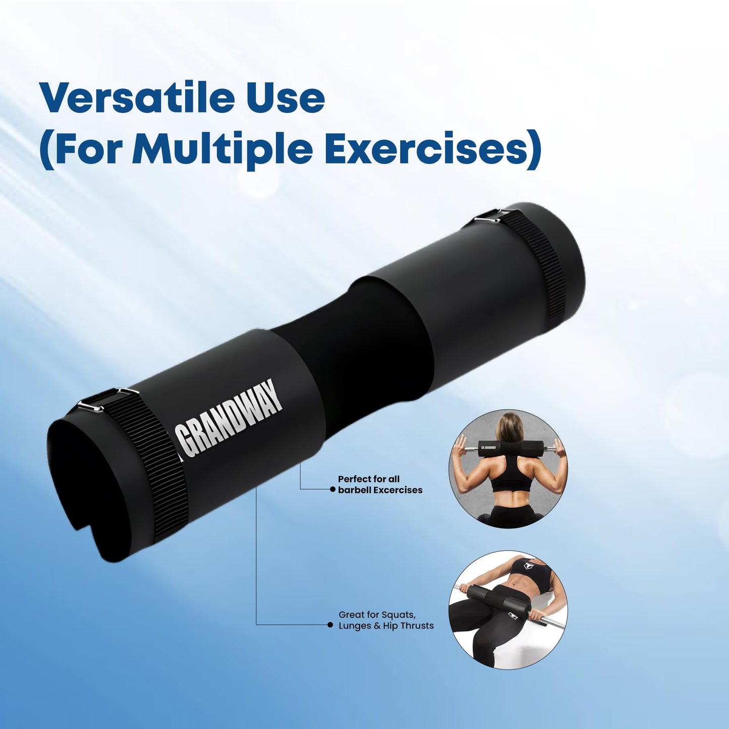 Advanced Squat Pad - Barbell Pad for Hip Thrusts, Squats & Lunges - Neck & Shoulder Squat Bar Pad Cushion Support Foam for Extra ComfortPremium Squat Pad (Black)
