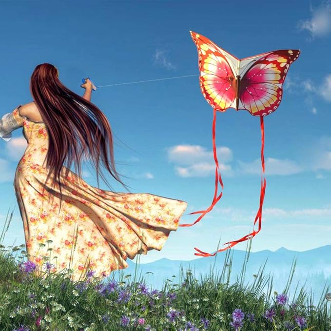 Mint's Colorful Life Butterfly Kite for Kids & Adults Easy to Fly, Large Single Line Kites with 300ft String Kite Handle