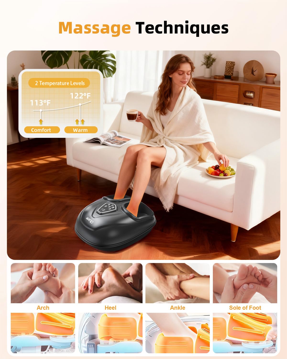 Ohiele Foot Massager with Heat, Shiatsu Foot Massager with Remote, Electric Feet Massage Machine for Neuropathy,Plantar Fasciitis, Circulation, FSA Eligible HSA Store Eligible Massager (Black,Corded)