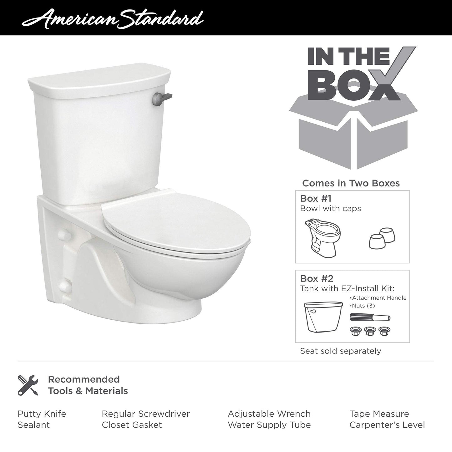 American Standard 2882107.020 Glenwall VorMax Wall-Hung Elongated Toilet with Left Hand Trip Lever, 1.28 gpf, White