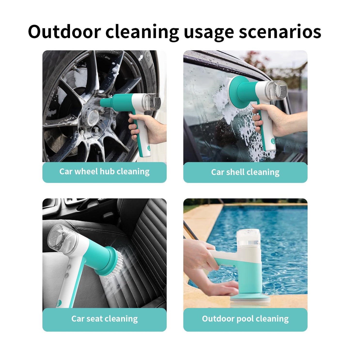 SCRIB-X Dual-Rotation Electric Scrubber - IPX5 Waterproof Multi-Surface Cleaning Brush for Bathroom, Kitchen, Tile, Glass & More - Includes 4 Brush Heads (Nylon/Sponge/Crevice/Flat)