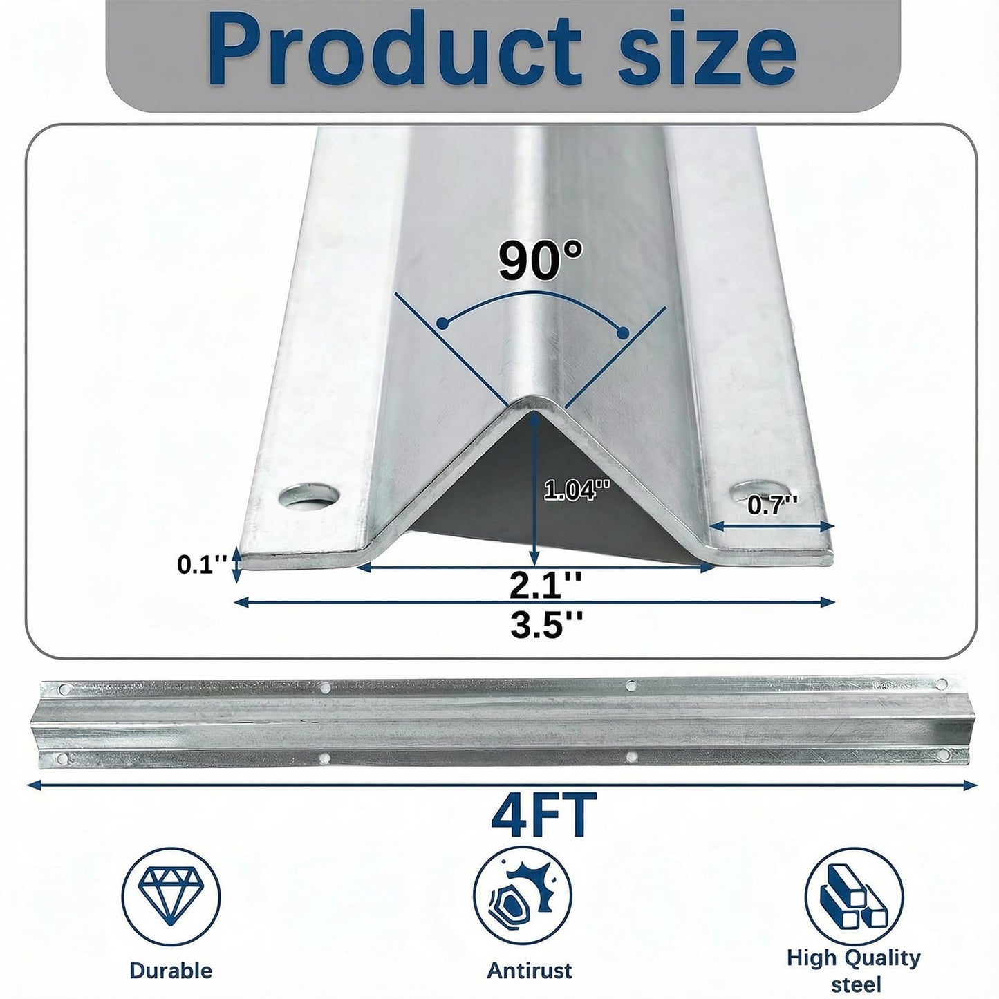 8FT(4FT×2) Heavy Duty Extra Wide 3.5" Wide V-Track for Sliding Gate,Compatible with 4" & 6" V-Groove Wheels, Galvanized Steel Ground Track Modular Design for Driveway, Warehouse & Industrial Gates