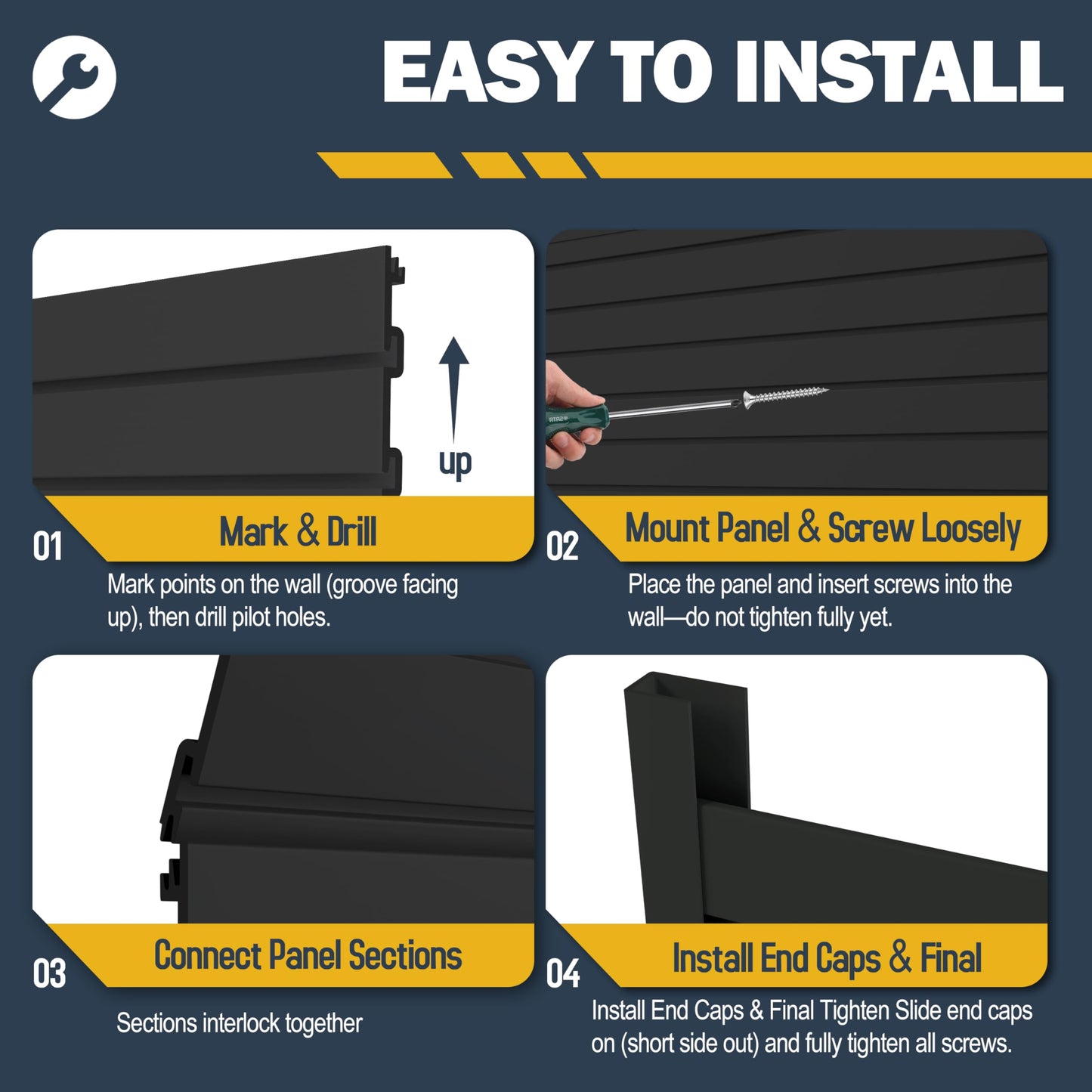 FOFARY Slat Wall Paneling 4 x 8ft, PVC Slatwall Garage Wall Organizer, Black Slatwall Panels Garage Tool Organizer Wall Mount Storage Systems