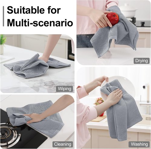 Homaxy Premium Kitchen Towels - Ultra Absorbent 100% Cotton Hand Towels Set | 6 Pack, 18"x28", Grey