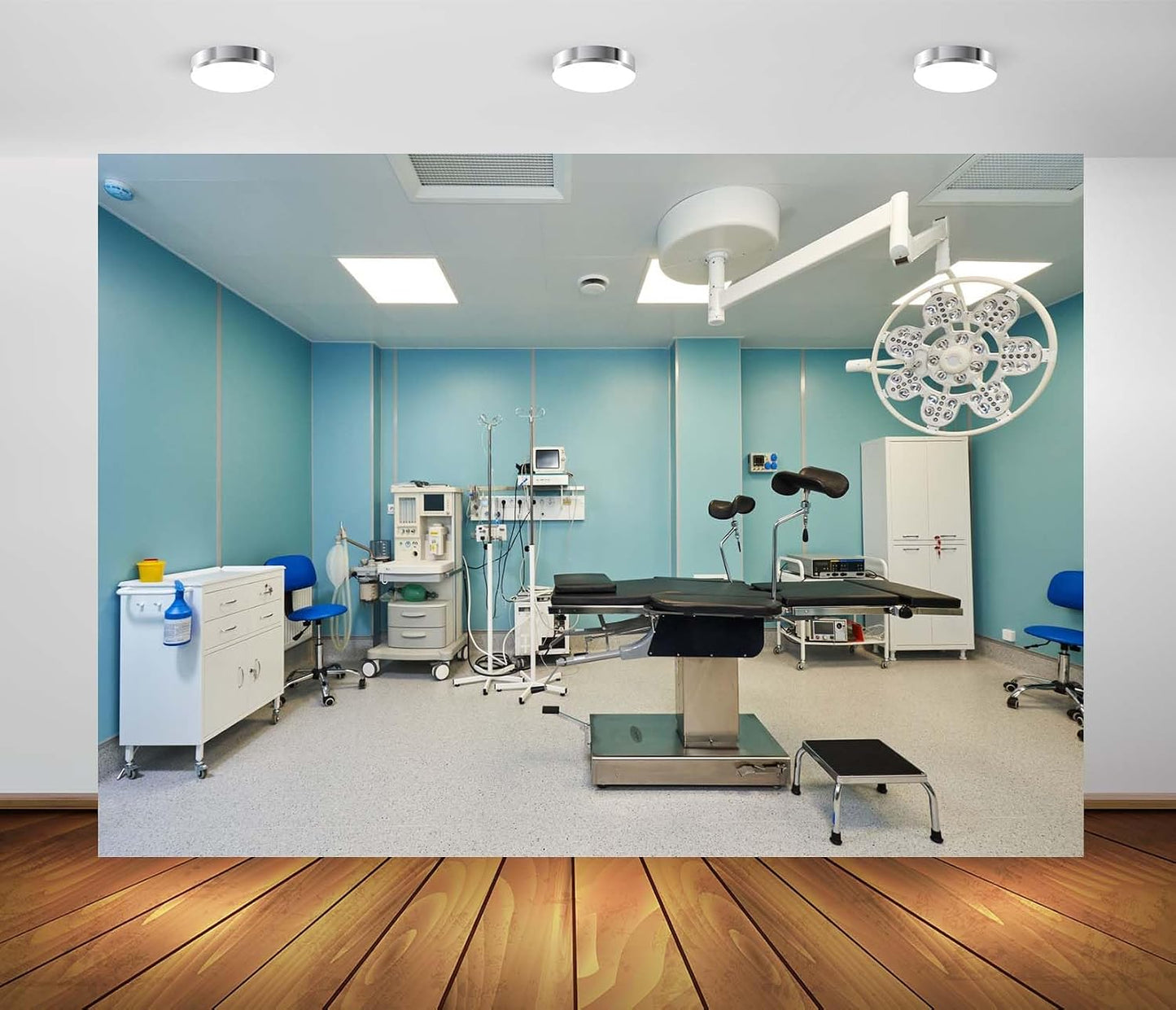 Loccor 7x5ft Fabric Hospital Operating Room Backdrop Doctor Surgery Anesthesia Bed Medical Equipment, Party Decoration