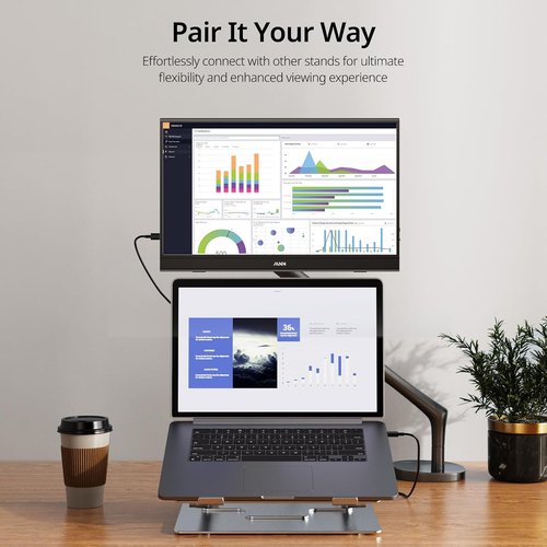 MNN Portable Monitor - 15.6" FHD 1080P Ultra-Slim IPS Display with Smart Cover & Speakers | Plug & Play