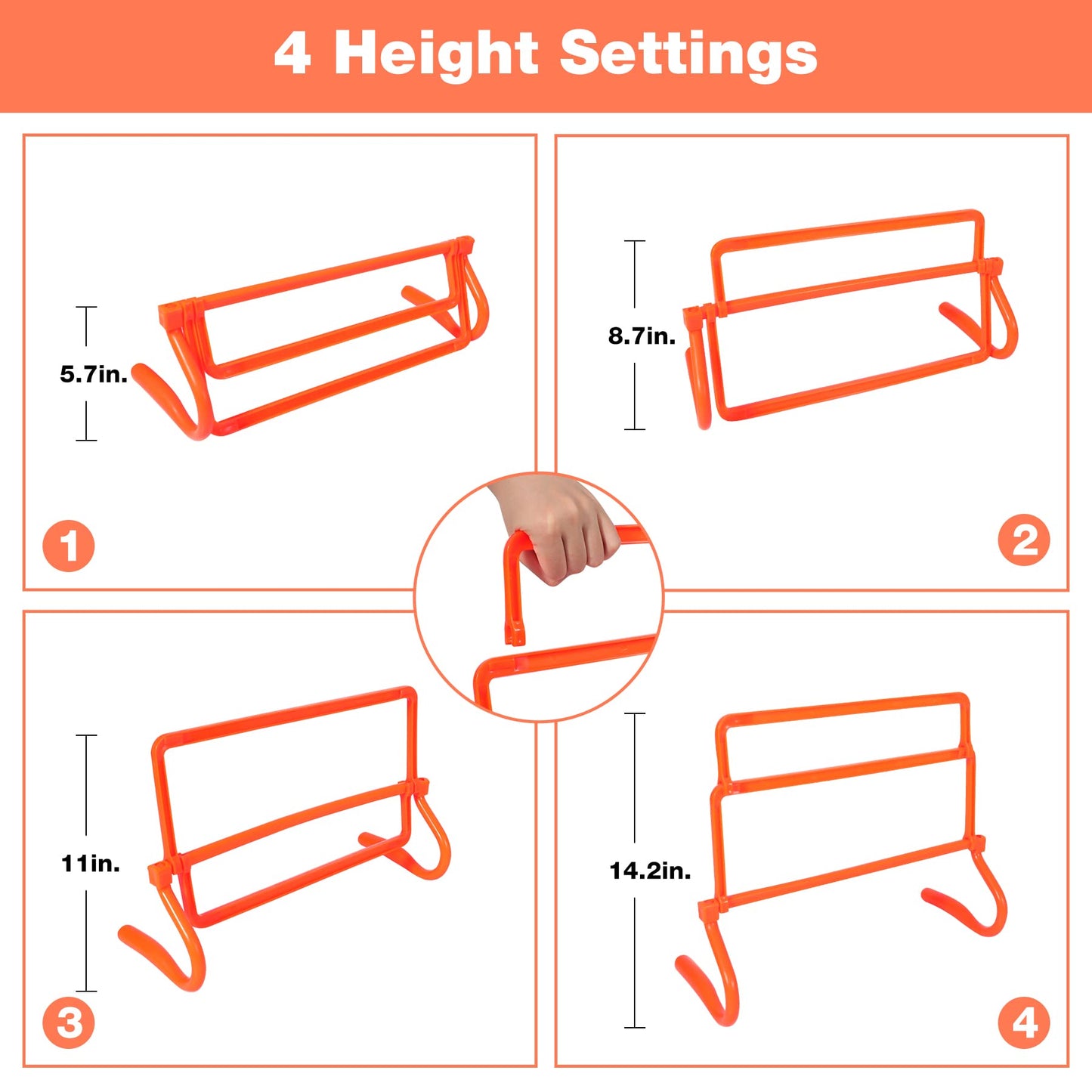 Lineslife Adjustable Agility Hurdles,4 Height Speed Training Hurdles, Portable Speed Training Equipment with Carry Bag for for Athletes,Soccer,Basketball, Baseball, Indoor Outdoor Sports