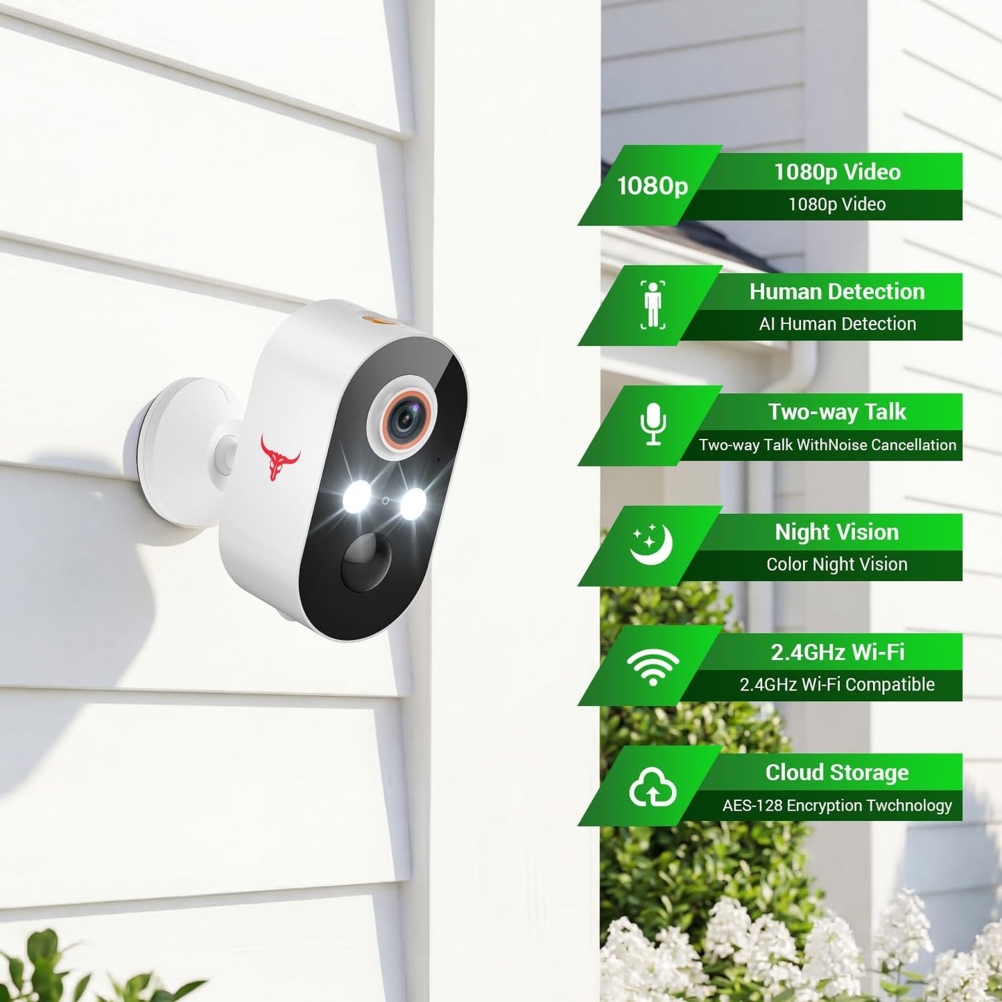 Wynoxian 1080P 2.4G 2-Way Wireless Security Camera Outdoor, Battery Powered, WiFi, Motion Detection, Audio, Cloud