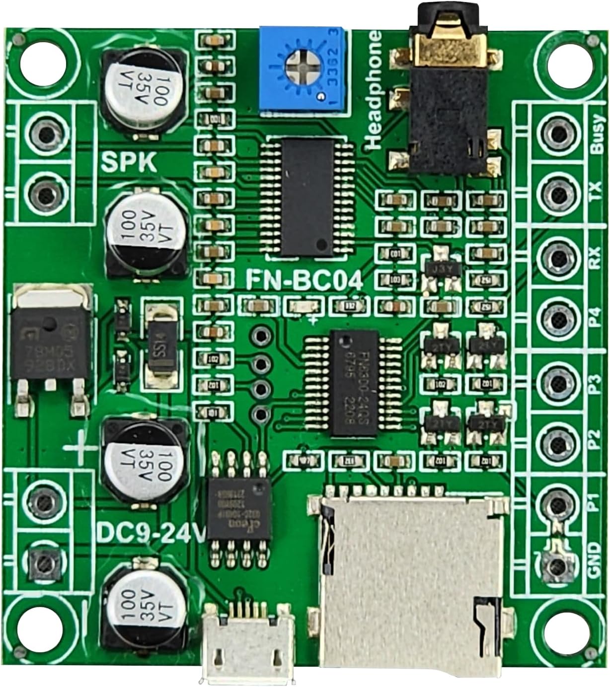 Electronics123.com, Inc. 4 MP3 15W Buttons Triggered Player Board with Amplifier and Solder Pads