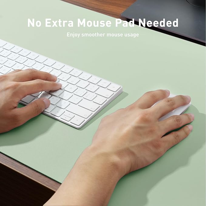Aothia Faux Leather Desk Mat - Non-Slip PU Leather Desk Blotter, Waterproof Writing Surface, Large Desk Pad for Office & Home (Aqua, 55" x 17")