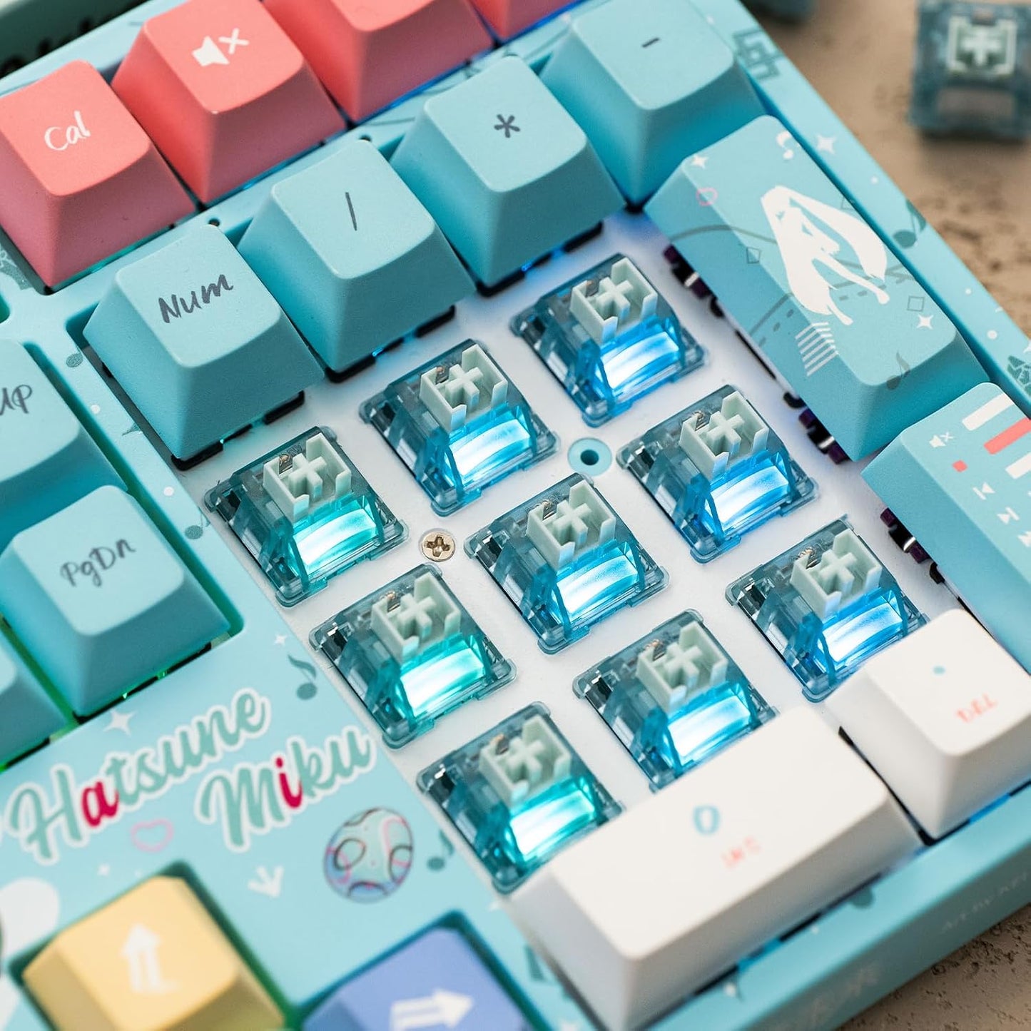 Akko 5-Pin 50gf (45pcs) Creamy Cyan Clicky Switch with LED Diffuser for Backlit Mechanical Keyboard - Pre-Lubed