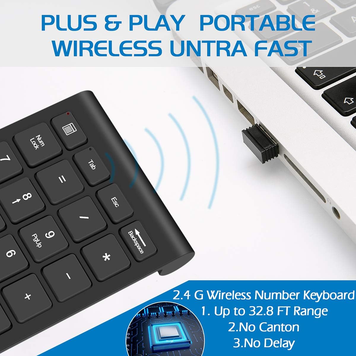 Foloda 22 2.4 Accounting 10 Wireless Number Pads, Numeric Keypad Numpad Keys Portable GHz Financial Number Keyboard