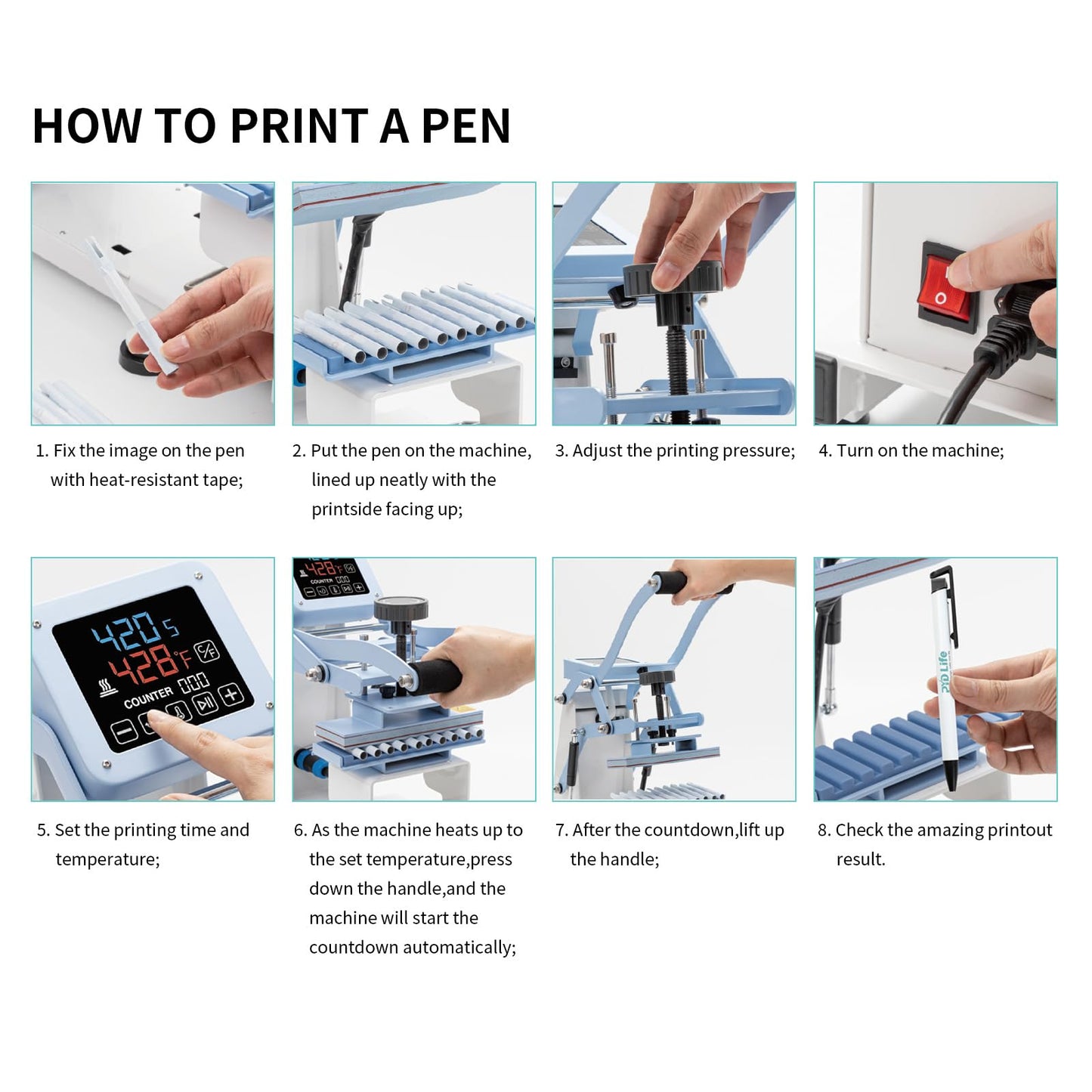 PYD Life Pen Heat Press Machine for Making Pens Sublimation Logo Patterns Bulk Printing 10 Pieces Sublimation Blank Pens
