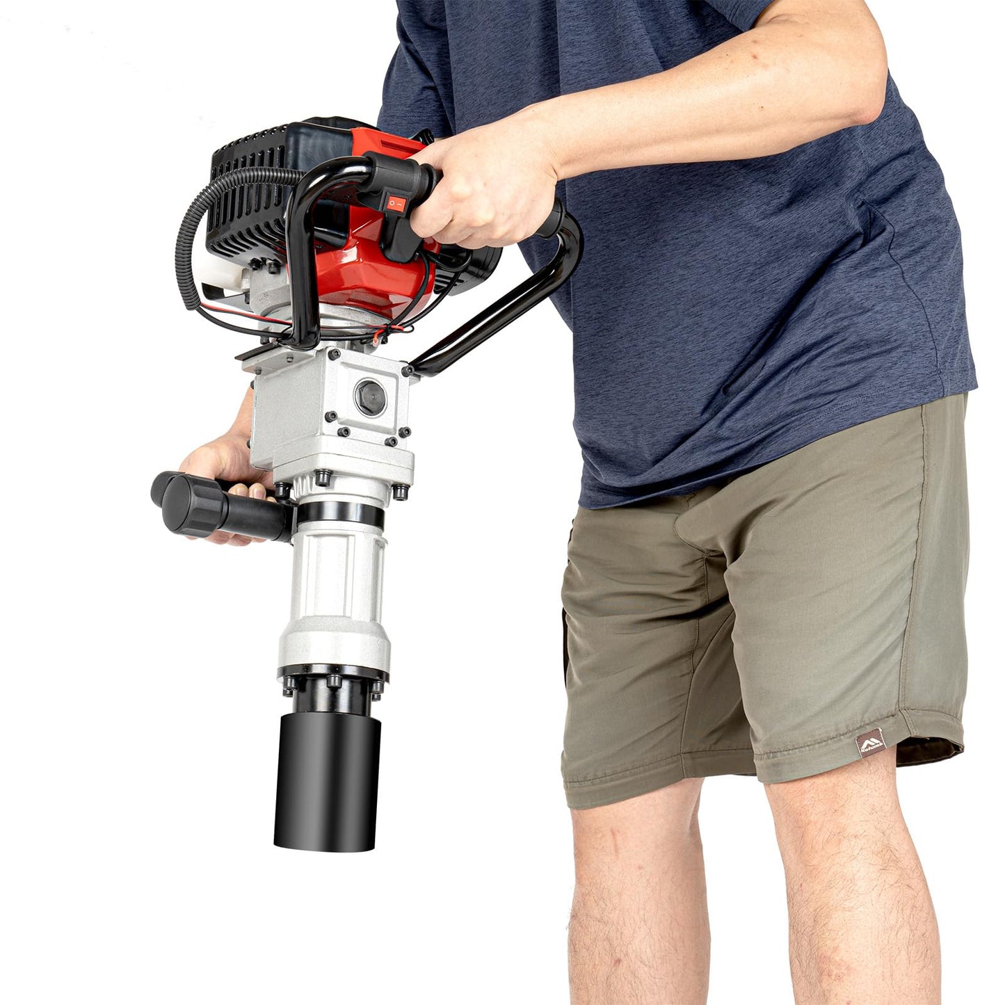 32.7CC 2 Stroke Gas Powered T-Post Driver - 900W 8500RPM Pile Driver Hammer, Air Cooling Petrol Fence Post Driver with Hand Pull Start for Garden, Farm & Guardrail Installation