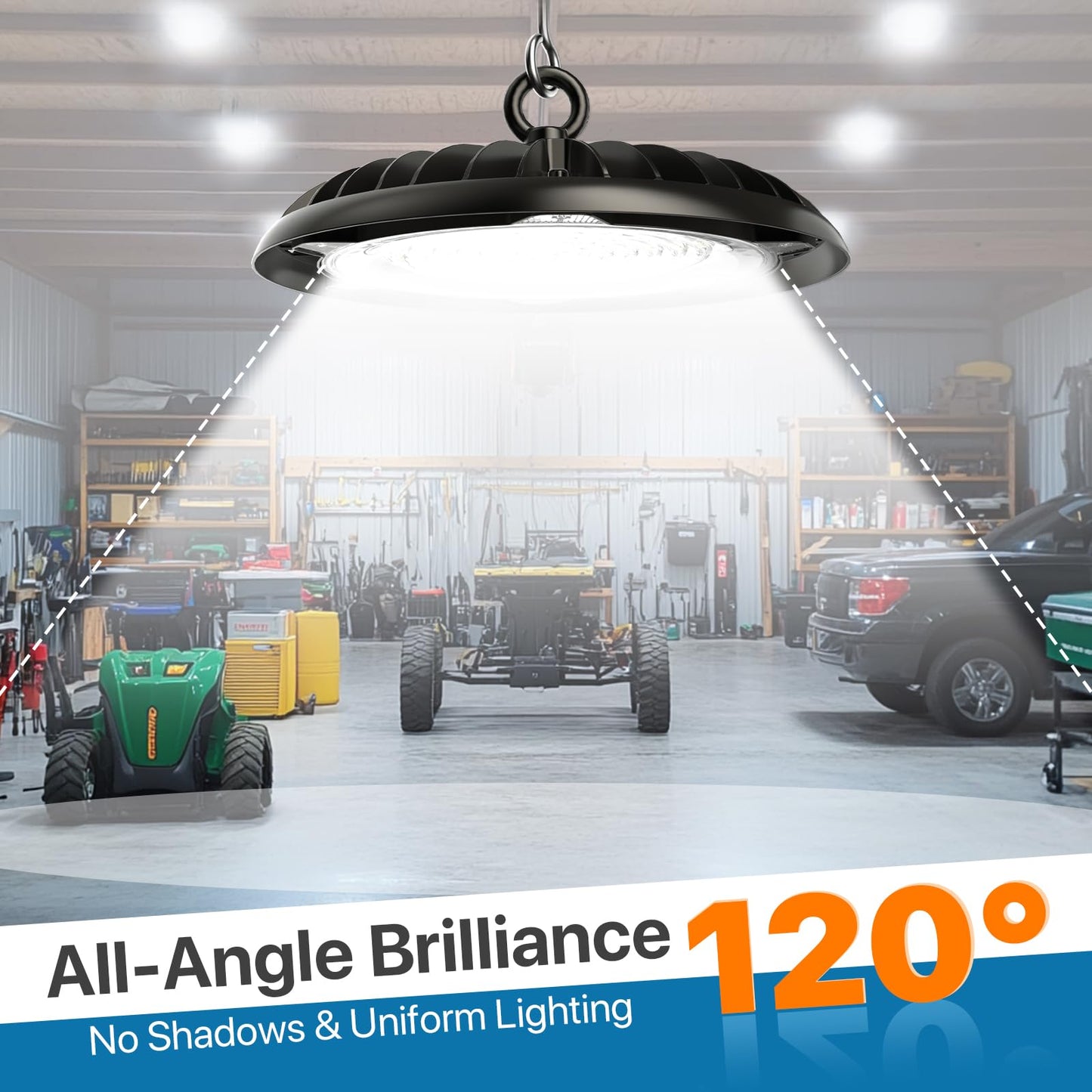 HYPERLITE High Bay LED Lights: 4-Pack 200W UFO LED Light with Plug & Play Plug - 5000K IP65 Waterproof Shatterproof Lighting Fixture