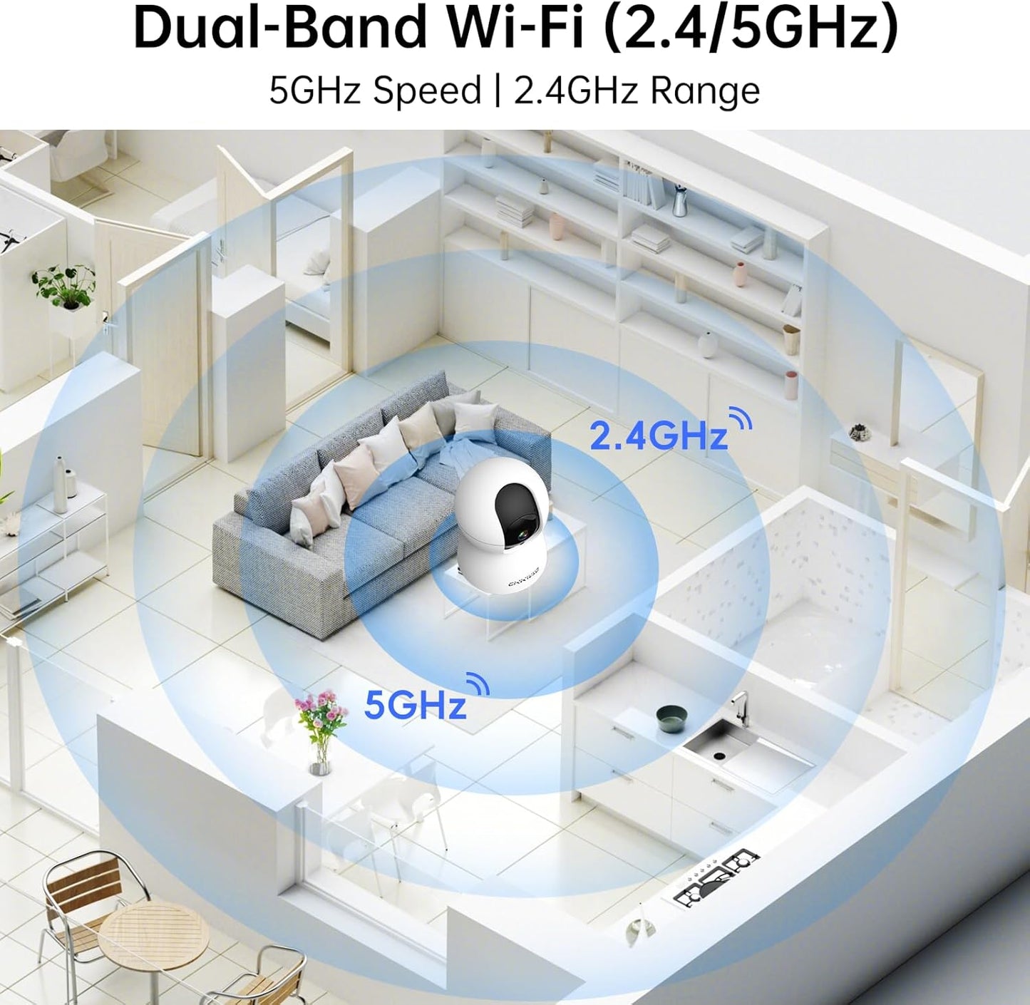 CiKiKWXO 2.4&5G 2K Vision,2-Way (2 Pack) WiFi Indoor Security Camera, HD Pan/Tilt Cameras for Home Security, Baby