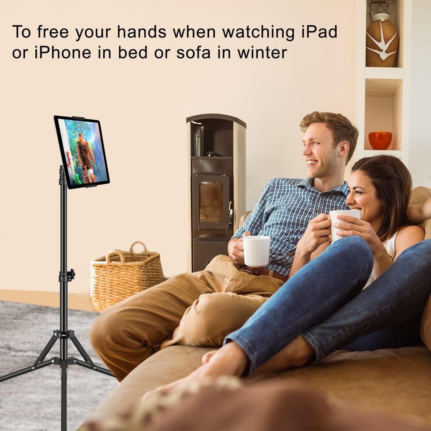 SAMHOUSING 65 inch 360 4.5-12.9 Inch Ipad Tripod Stand, with Height Adjustable iPad Stand Holder & iPad Floor Stand