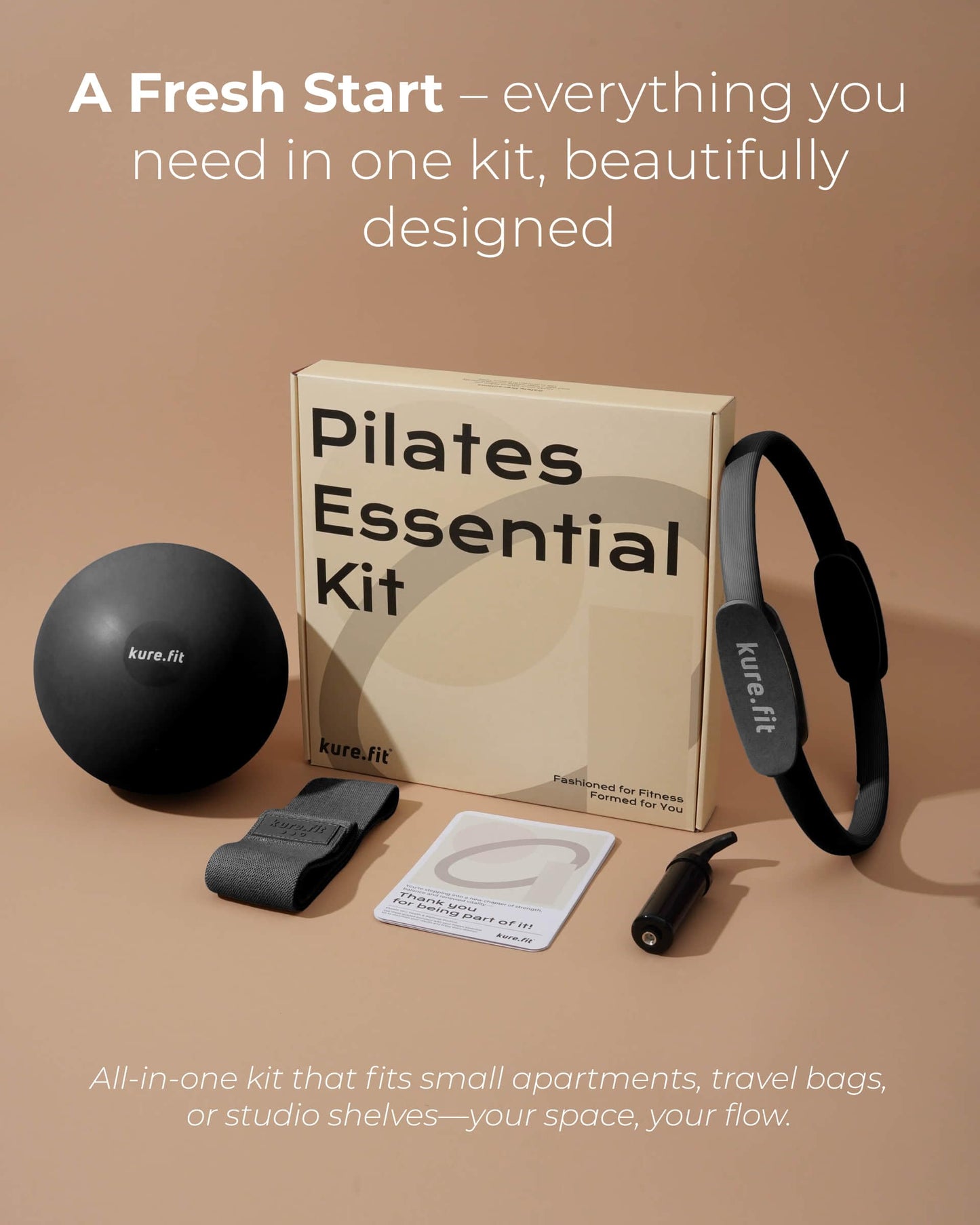 kure.fit Pilates Kit for Women – Home Pilates Equipment Set with Ring, Ball & Resistance Bands | Pilates Starter Kit with Accessories in Gift Box