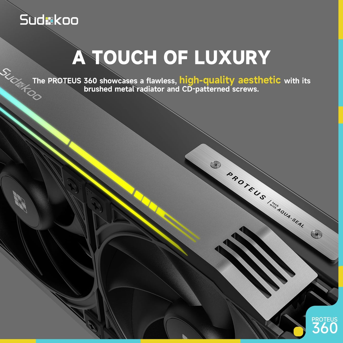 Sudokoo Proteus 360 Liquid CPU Cooler: 360mm AIO LCD CPU Cooler with Customizable 3.4" Digital Display - Water Cooling with 30mm Thick Fans for Intel LGA 1851/1700/1200/115X AMD AM5/AM4