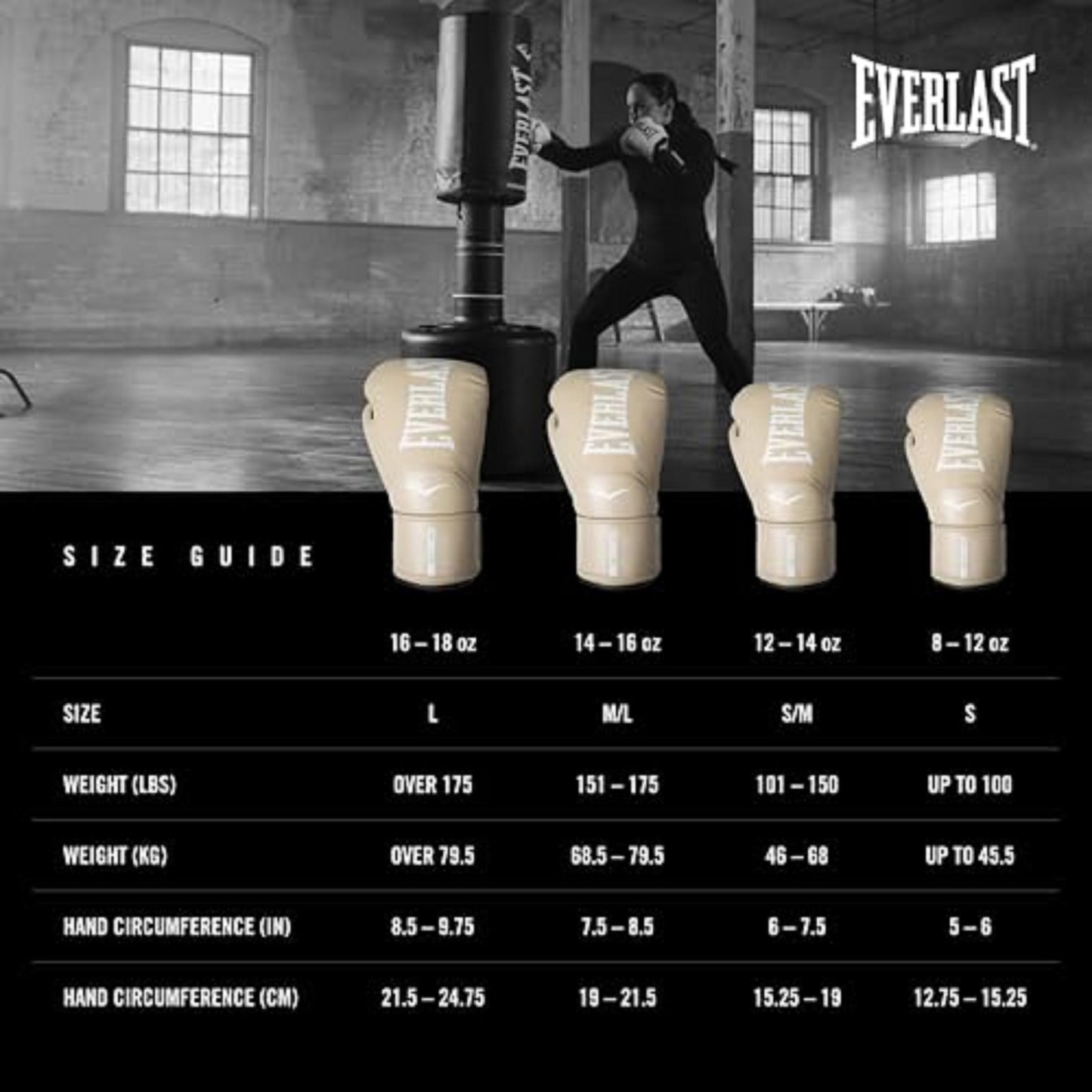 Everlast Elite 2 Womens Boxing Gloves | Vegan Leather Boxing Gloves with Secure Fit Hook and Loop Closure & Ventilation | Cardio, Speedbag, and Heavy Bag Training Gloves (12 oz, Tan)
