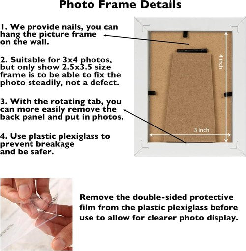 JCJMY 3x4 Picture Frame - Black Tabletop & Wall Display | Shatter-Resistant Plexiglass