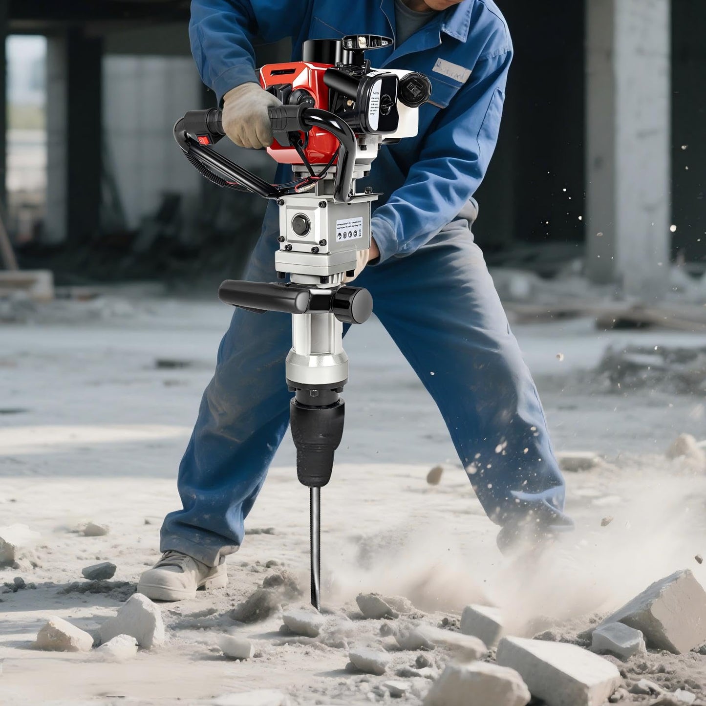 Pile Driver Hammer, 2 Stroke 32.6CC Gas Powered T Post Driver Hammer, Air Cooling Single Cylinder Gasoline Petrol Engine, Garden Fencing Tool Machine, EPA Certificated