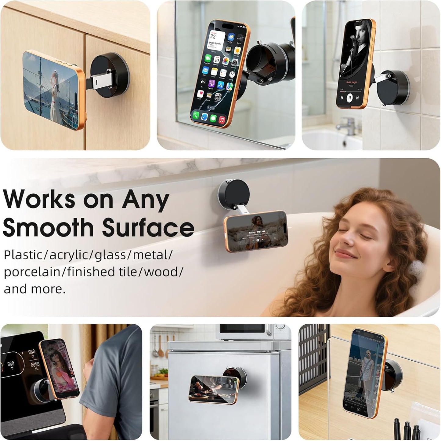 Ankndo Vacuum Suction Phone Holder-Vacuum Magnetic Phone Mount Suction Cup Car Phone Holder Suction Phone mount Use on
