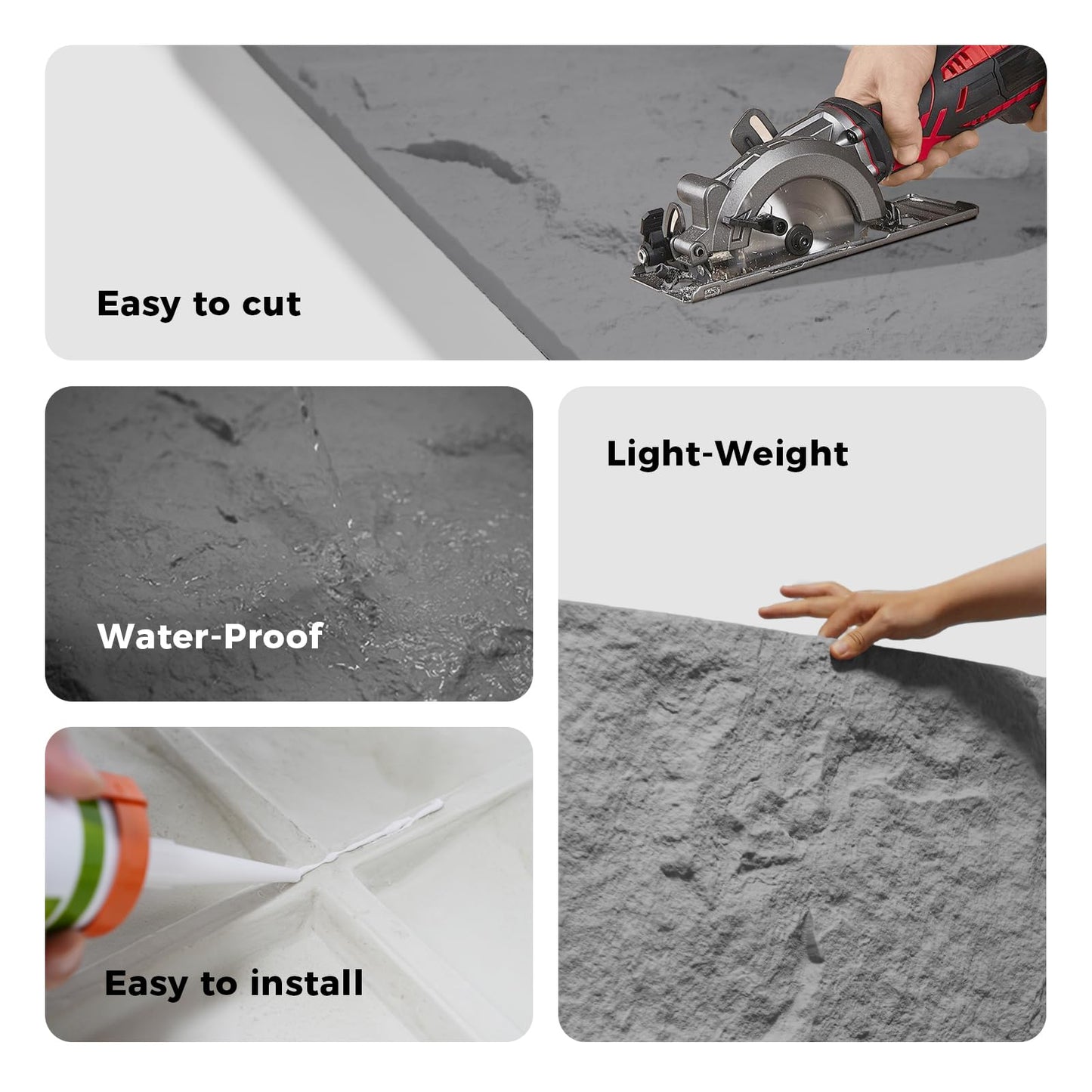 VESLARA 4 PCS Faux Stone Wall Panel 43.3’’ x 23.6’’ PU Wainscoting Panel with Lava Stone Design 3D Wall Panel for Interior Wall Decor Bedroom Living Room Office Cement