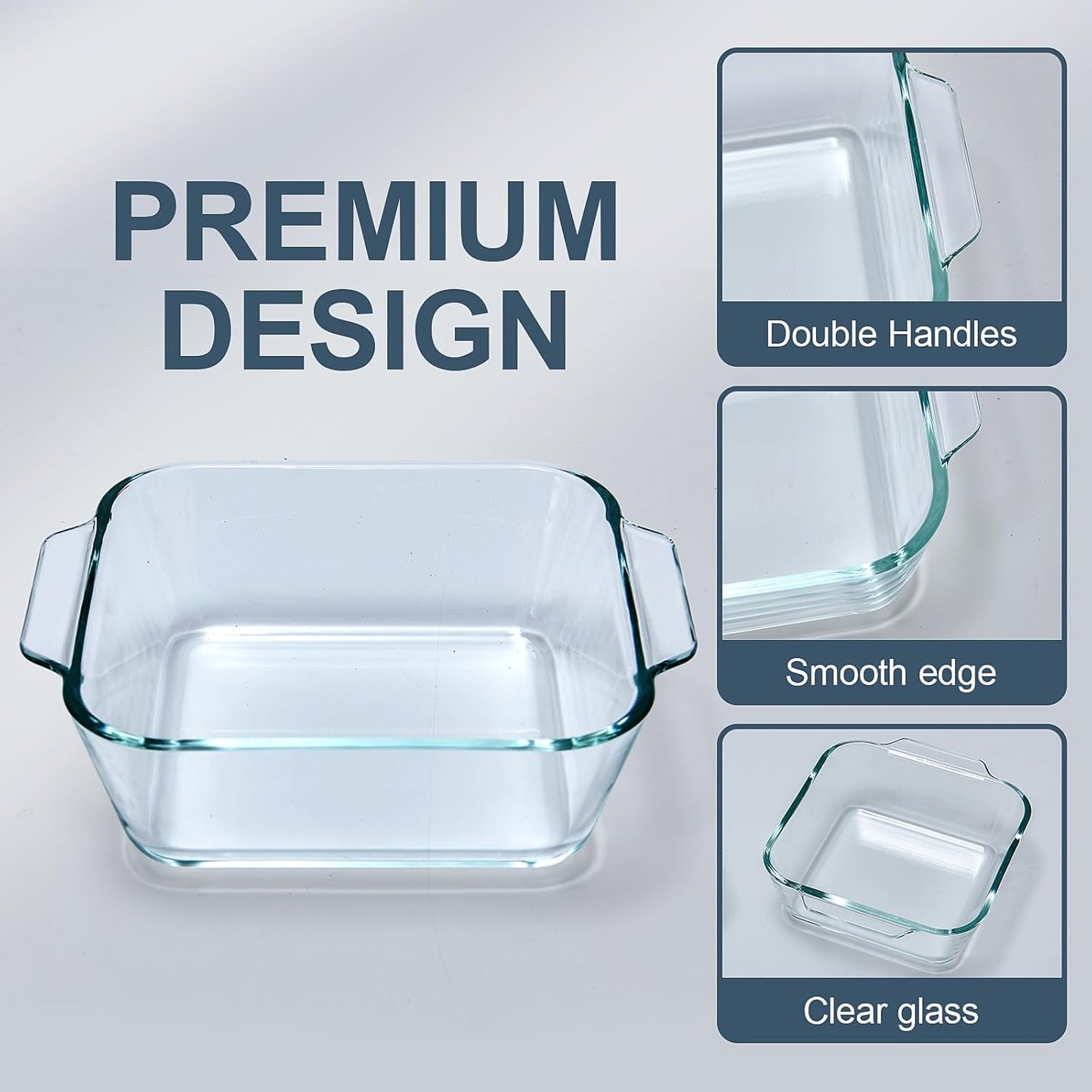 Skiennix Small Casserole Dishes - 5 Inch Glass Baking Dish Set for Oven & Microwave | Clear Prep Bowls