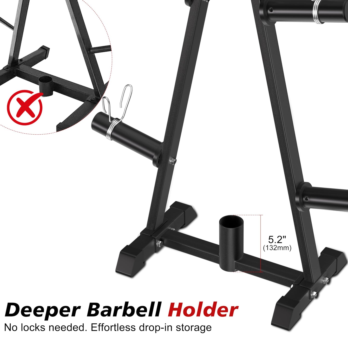CHICAURA Weight Plate Tree, Universal 1" & 2" Olympic Weight Rack for Plates, A-Frame Bumper Plate Storage with Barbell Holder, 560 LBS Weight Holder Stand for Home Gym