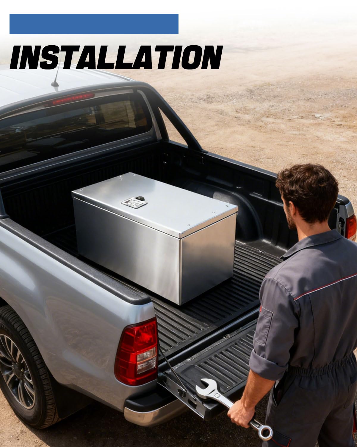 Truck cargo boxes, pickup storage boxes, stainless steel toolboxes with locks and keys, waterproof trailer storage boxes with T-handle latches, suitable for trucks, vans, trailers (29.9x18x18) inches
