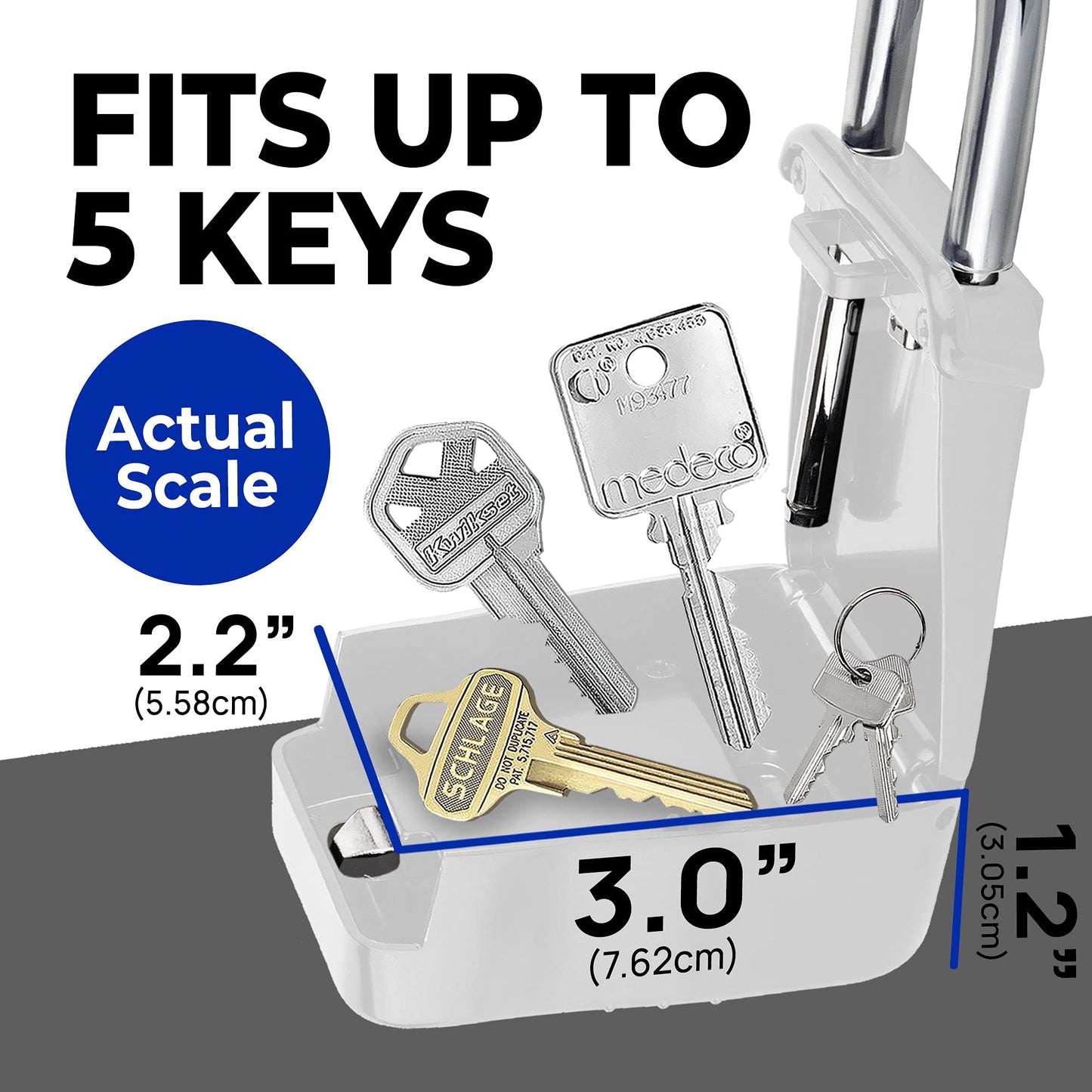 Lion Locks 1500 Key Lock Box with Code, Lockbox for Keys Outdoor, Realtor Lock Box for Short-Term Rentals, Holds 5 Keys (6 Pack, White)