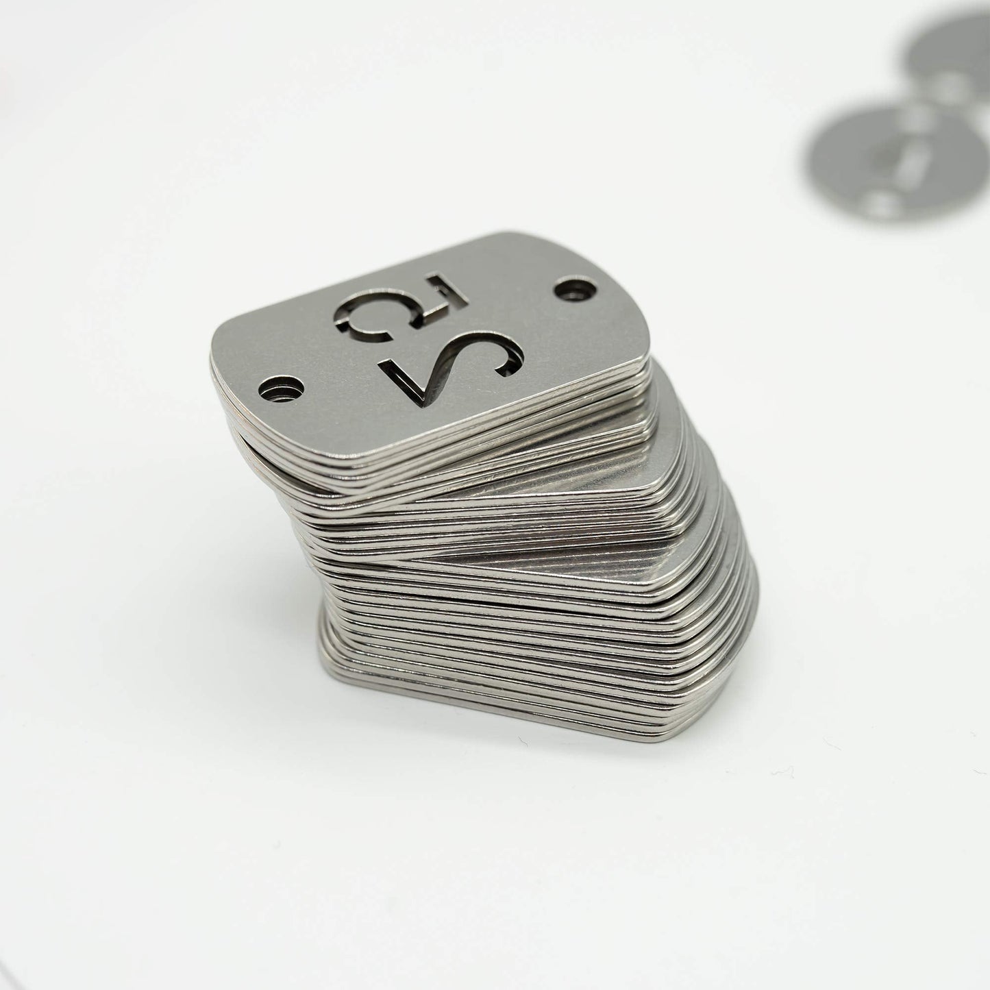 StayMax Rectangular Hollowed Stainless Steel Number Tags Key Tags with Two Holes (1-25)