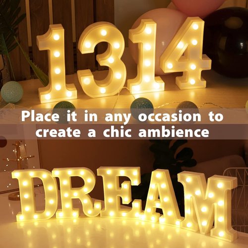 HXWEIYE Marquee Light Up Numbers | 8.5 Inch Decorative Sign - Battery Powered Warm White for Parties & Christmas Decor