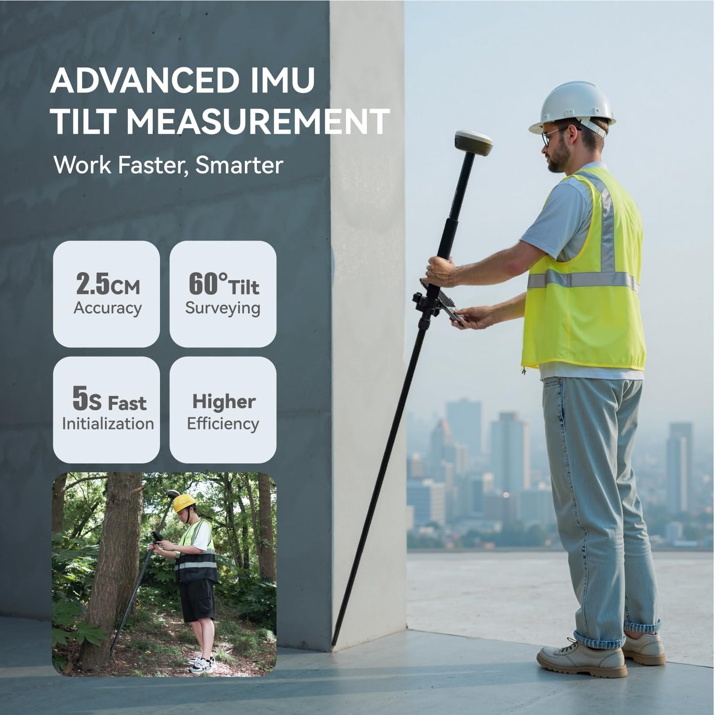 E1 Pro RTK GNSS Surveying Equipment, GNSS RTK GPS with IMU Rover Receiver, GPS RTK with Larger HD Color Screen and Handheld Collector, 1cm Accuracy, 60° Tilt Survey, 15km UHF Range