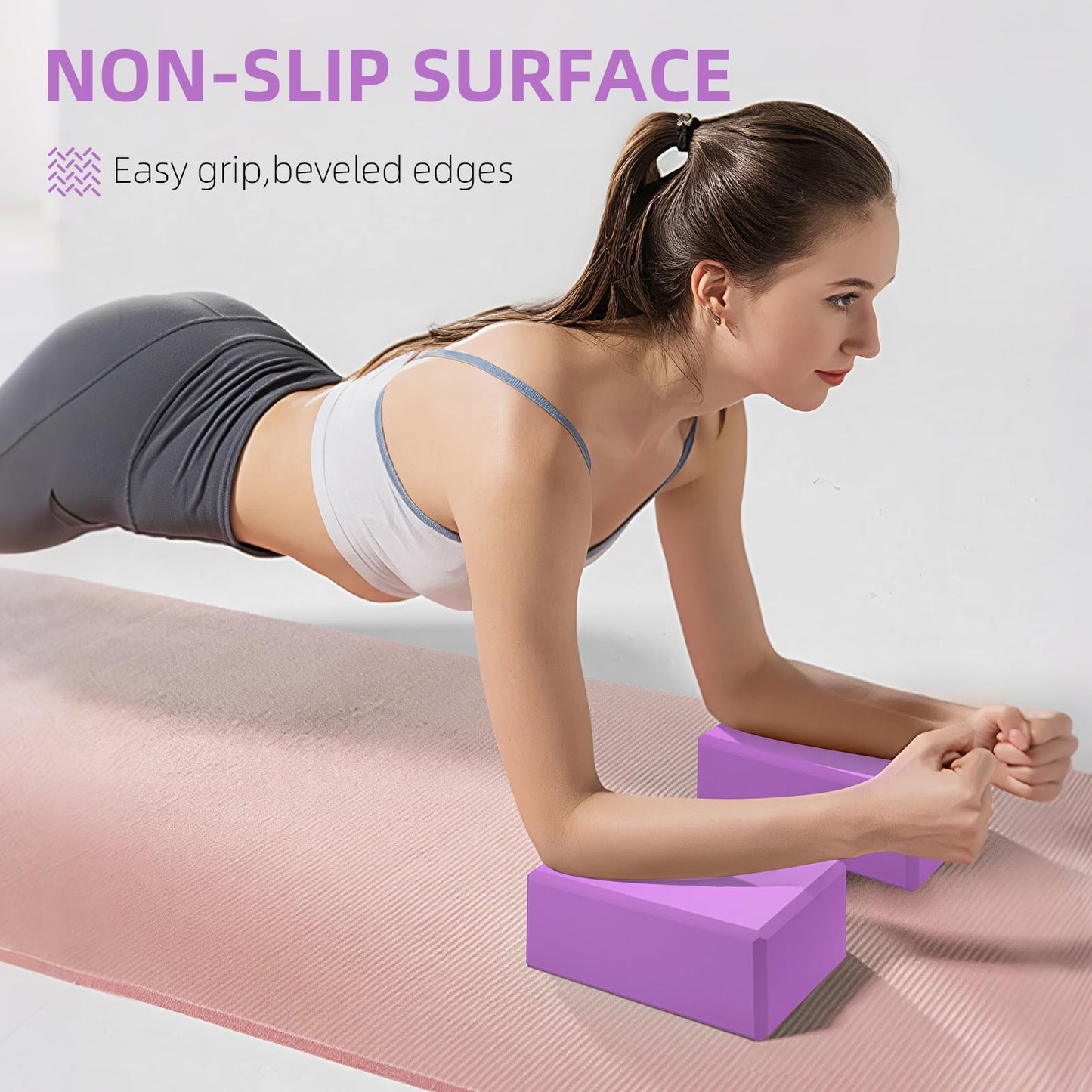 Large Foam Yoga Block 1 Pack, 9x6x4 Sturdy Pilates Block, Workout Block, Non Slip Surface Yoga Brick for Pilates Meditation, Stretching and Toning (Purple)