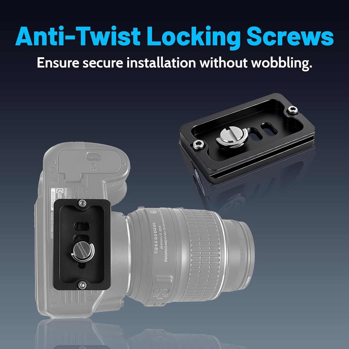 Wokyo 2 Pack PU60 1/4 inch-20 Quick Release Plate with Screw All Metal Tripod Mount Plate, Universal Camera Mount