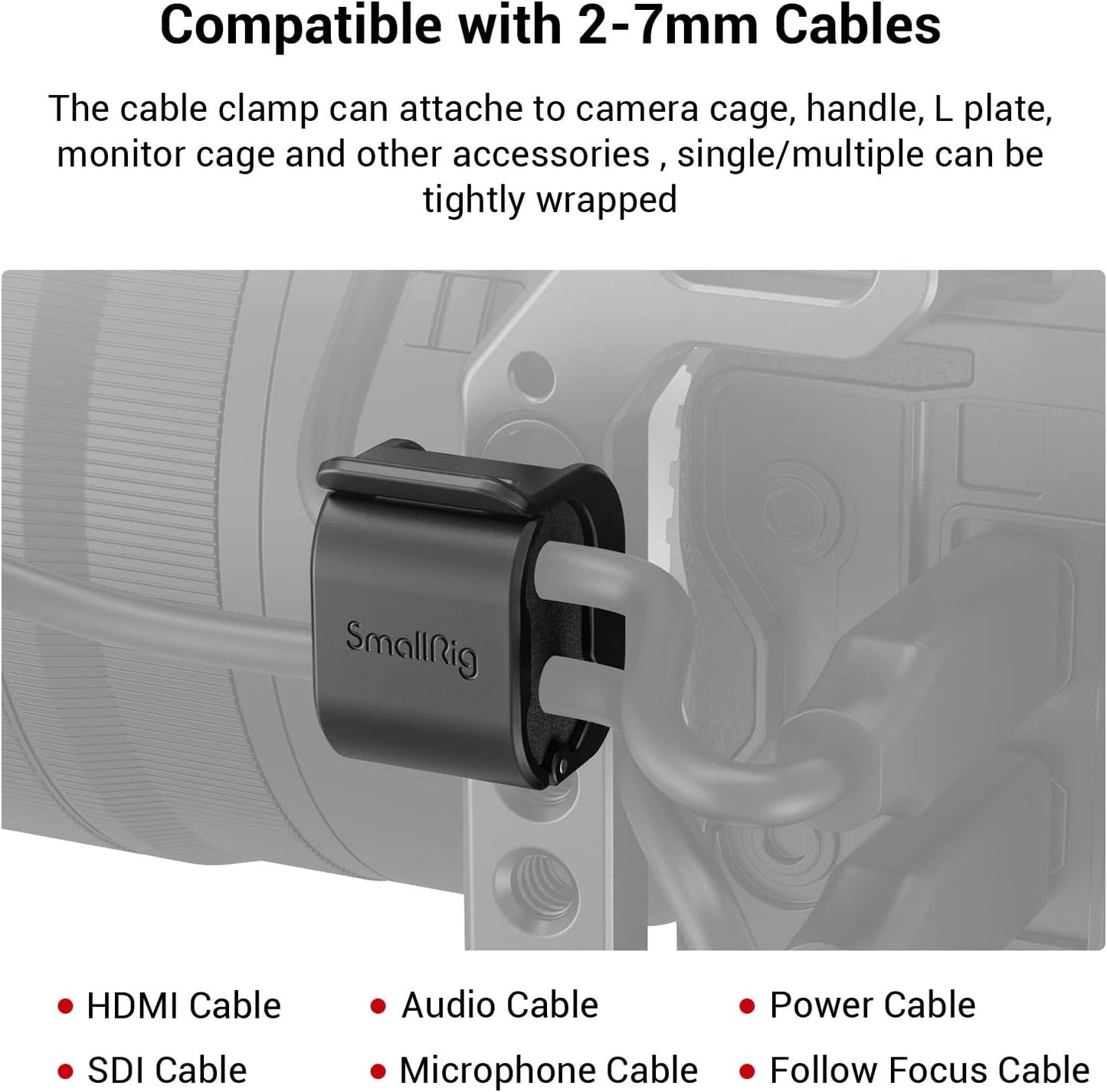 SMALLRIG (4 2-7mm Camera Clamp pcs) for HDMI/SDI/Microphone Cable, DSLR Camera Cable Lock Mount Support