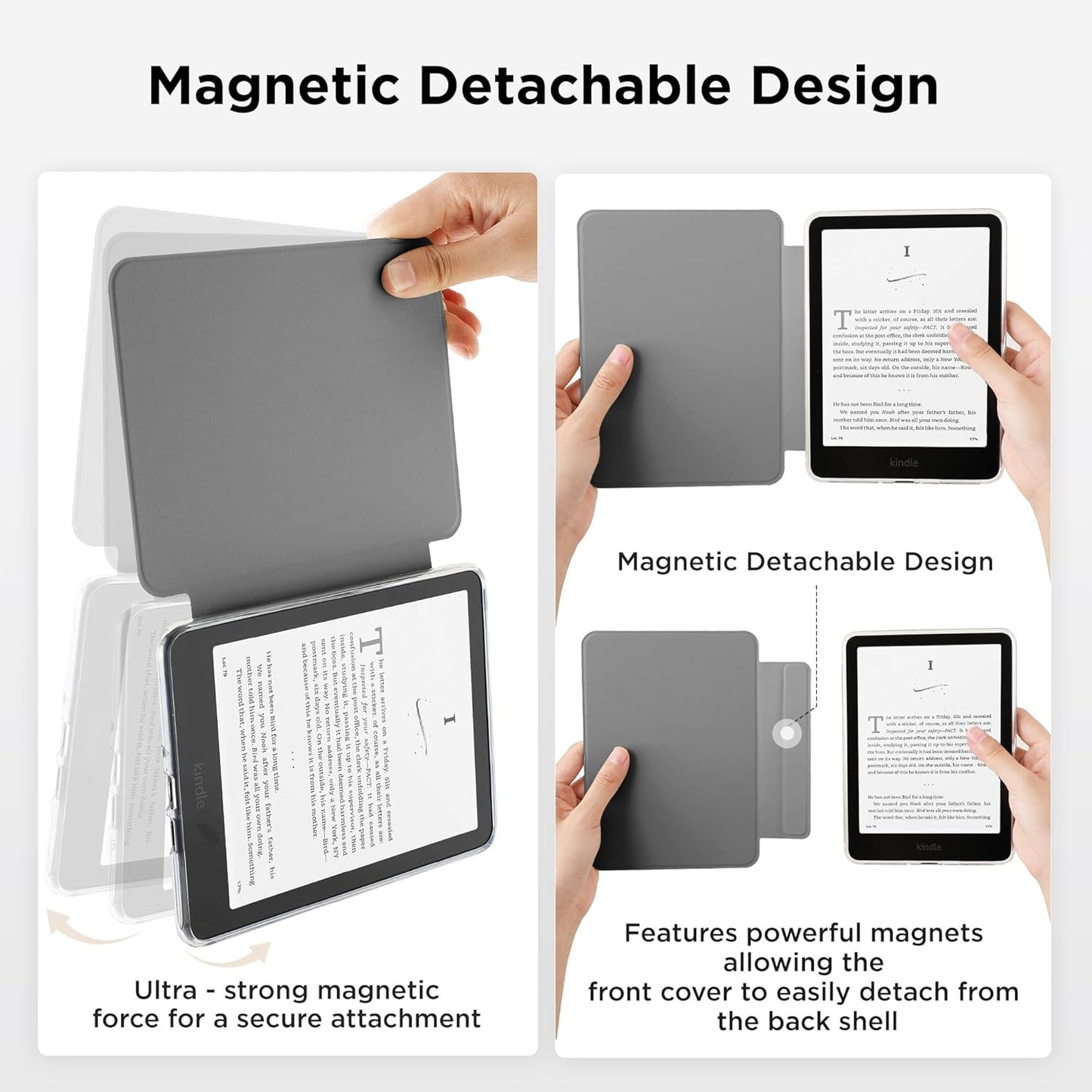 SESENSE 7'' 12th 2024 Detachable Magnetic Case for Kindle Paperwhite Gen and Kindle Colorsoft Signature Edition, Slim