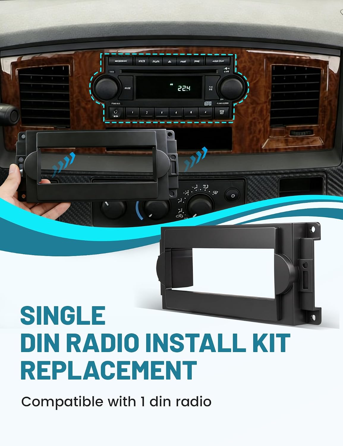 2005-2007 300C NuIth Single Din Radio Installation Dash Kit W/Radio Wiring Harness for Chrysler /Dodge Ram Charge