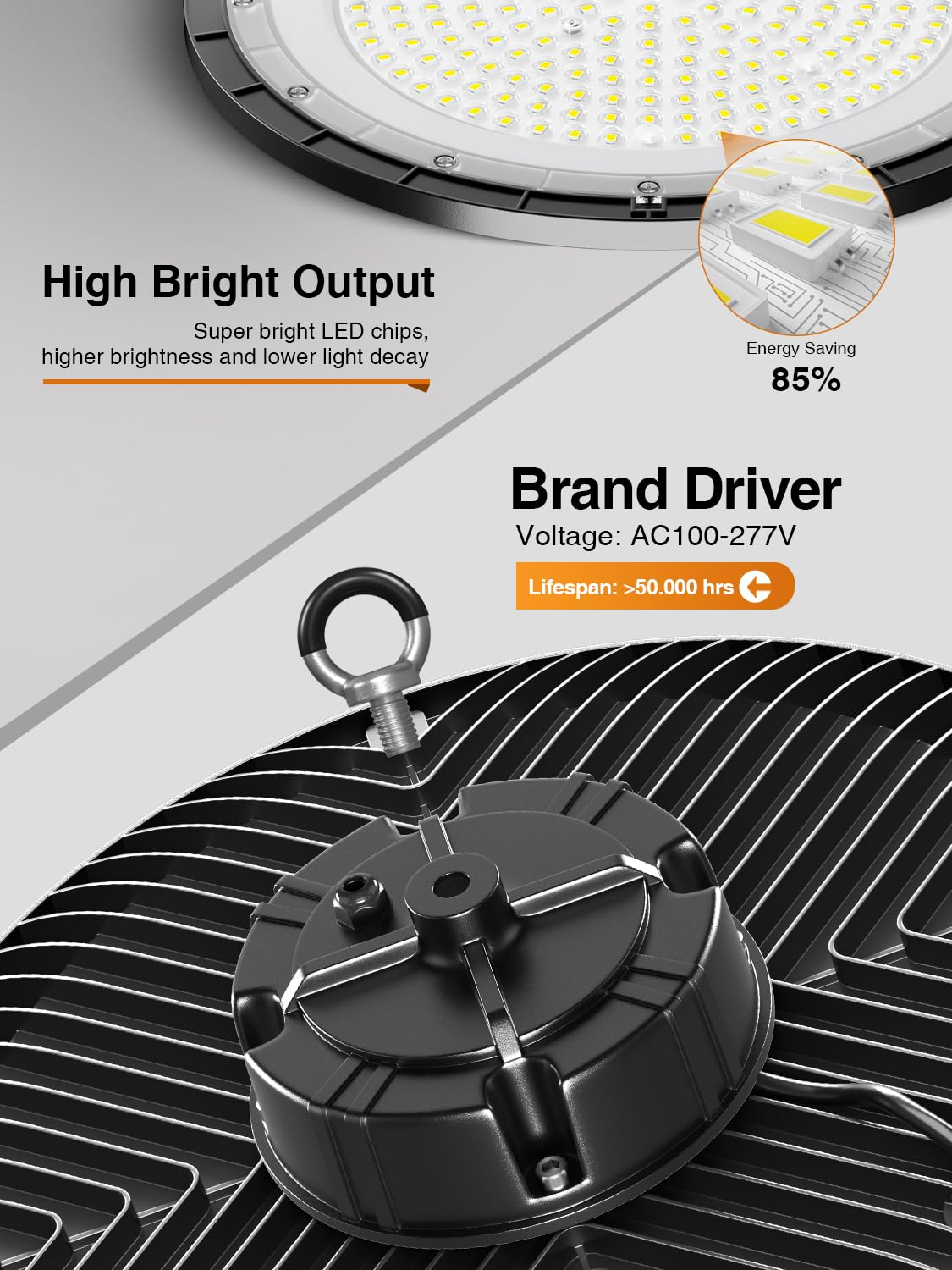 ONLYLUX UFO LED High Bay Light, 10 Pack, 150W, 5000K, 22500LM, High Bay LED Shop Lights with 5' Cable(Eqv.600w Mh/Hps/Hid) for Garage Factory Workshop Warehouse Barn